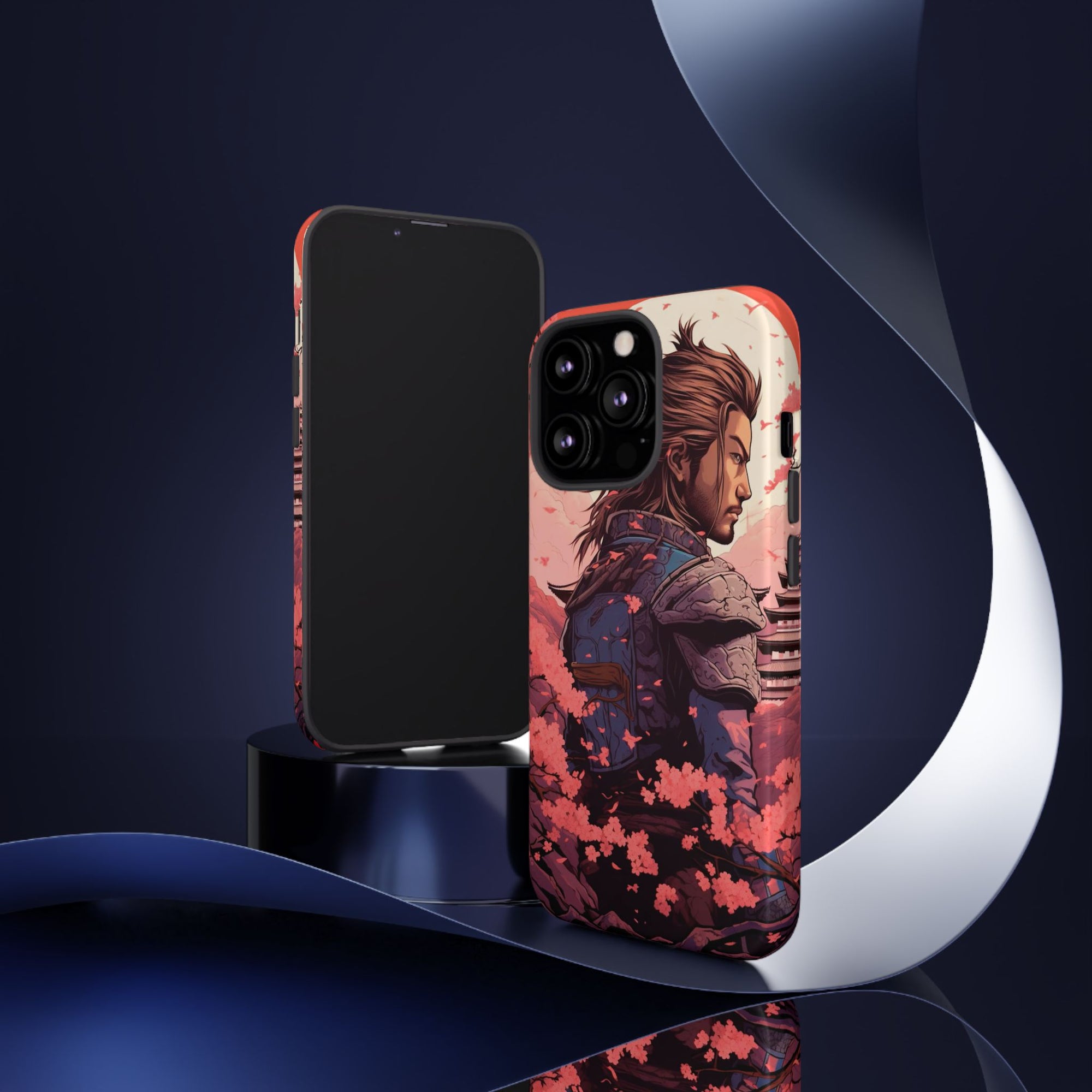 Samurai Phone Case, Tough Cases for Men, Cherry Blossom Art, Gift for Anime Fans, Unique Phone Accessory, Stylish Protection