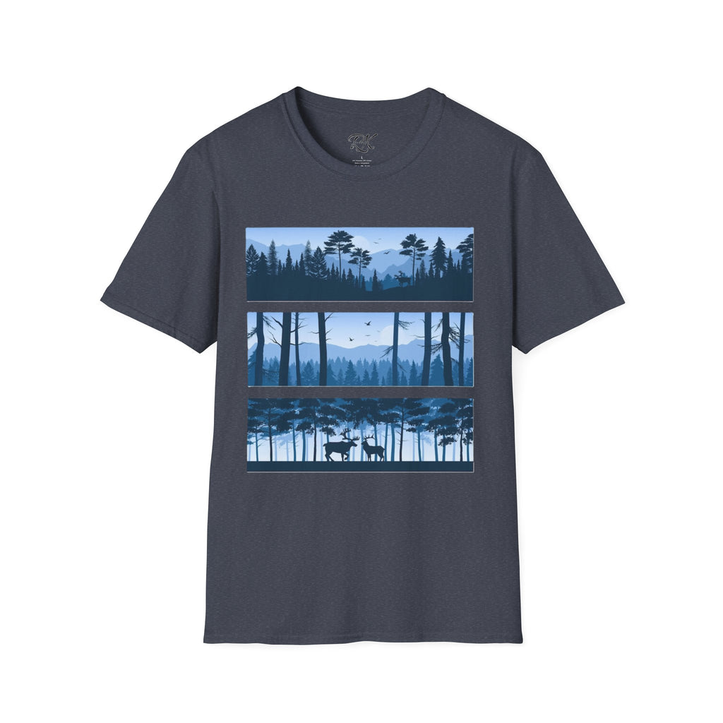 Mountain Landscape Unisex Softstyle T-Shirt | Nature Lover Gift, Outdoor Adventure Tee, Relaxed Fit, Casual Wear, Camping Shirt