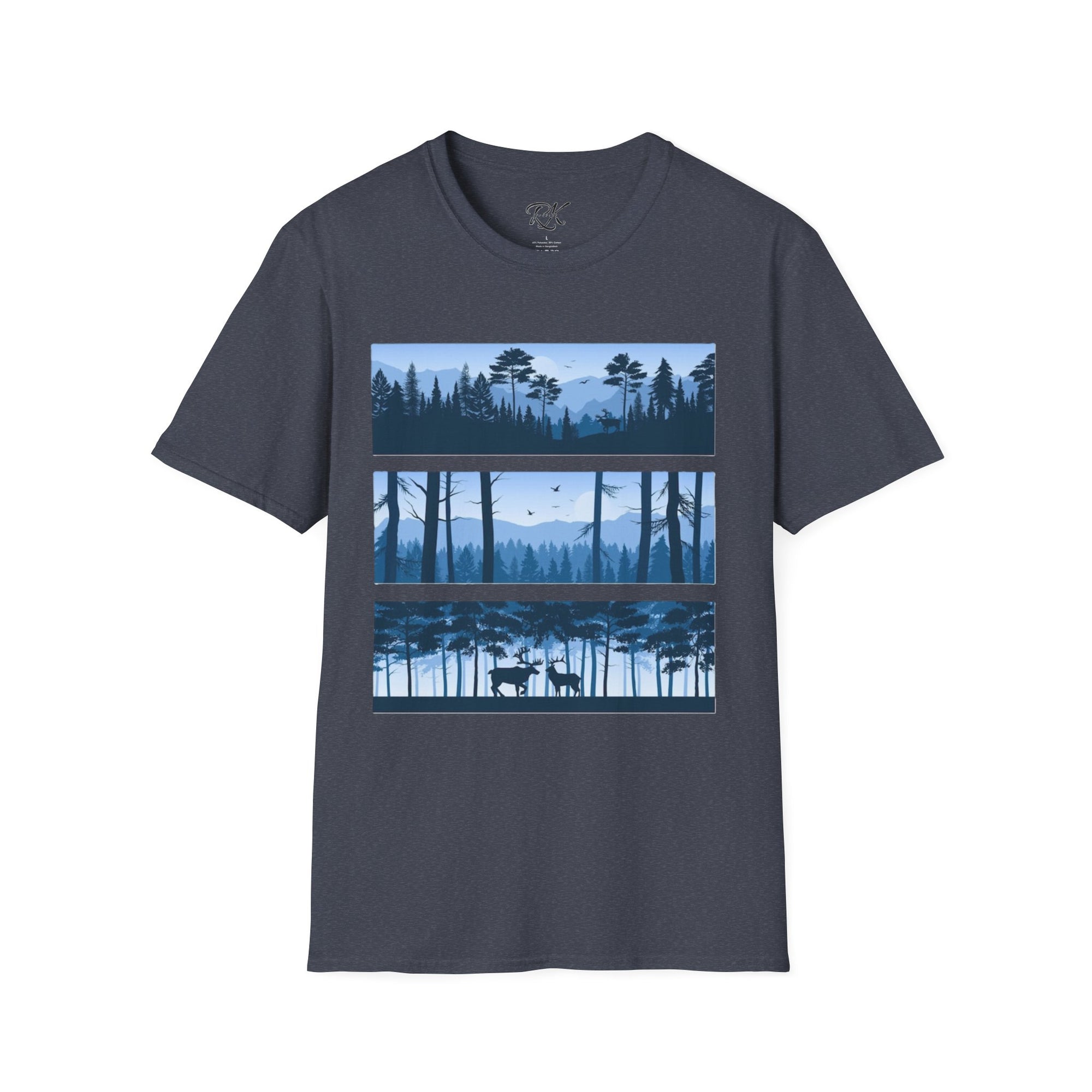 Mountain Landscape Unisex Softstyle T-Shirt | Nature Lover Gift, Outdoor Adventure Tee, Relaxed Fit, Casual Wear, Camping Shirt