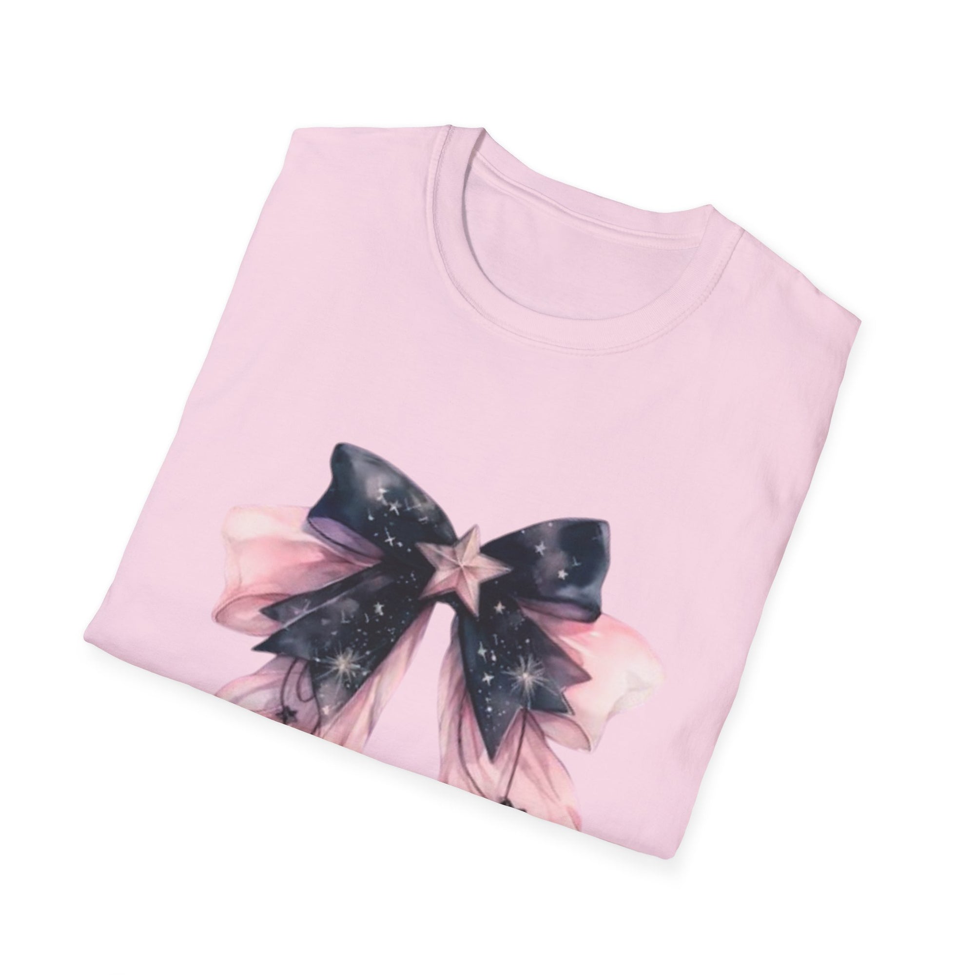 Whimsical Starry Bow T-Shirt, Cute Graphic Tee, Casual Wear, Gift for Her, Summer Fashion, Birthday Present
