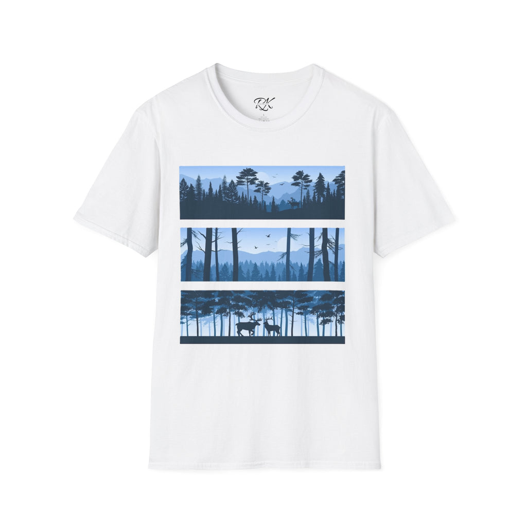 Mountain Landscape Unisex Softstyle T-Shirt | Nature Lover Gift, Outdoor Adventure Tee, Relaxed Fit, Casual Wear, Camping Shirt