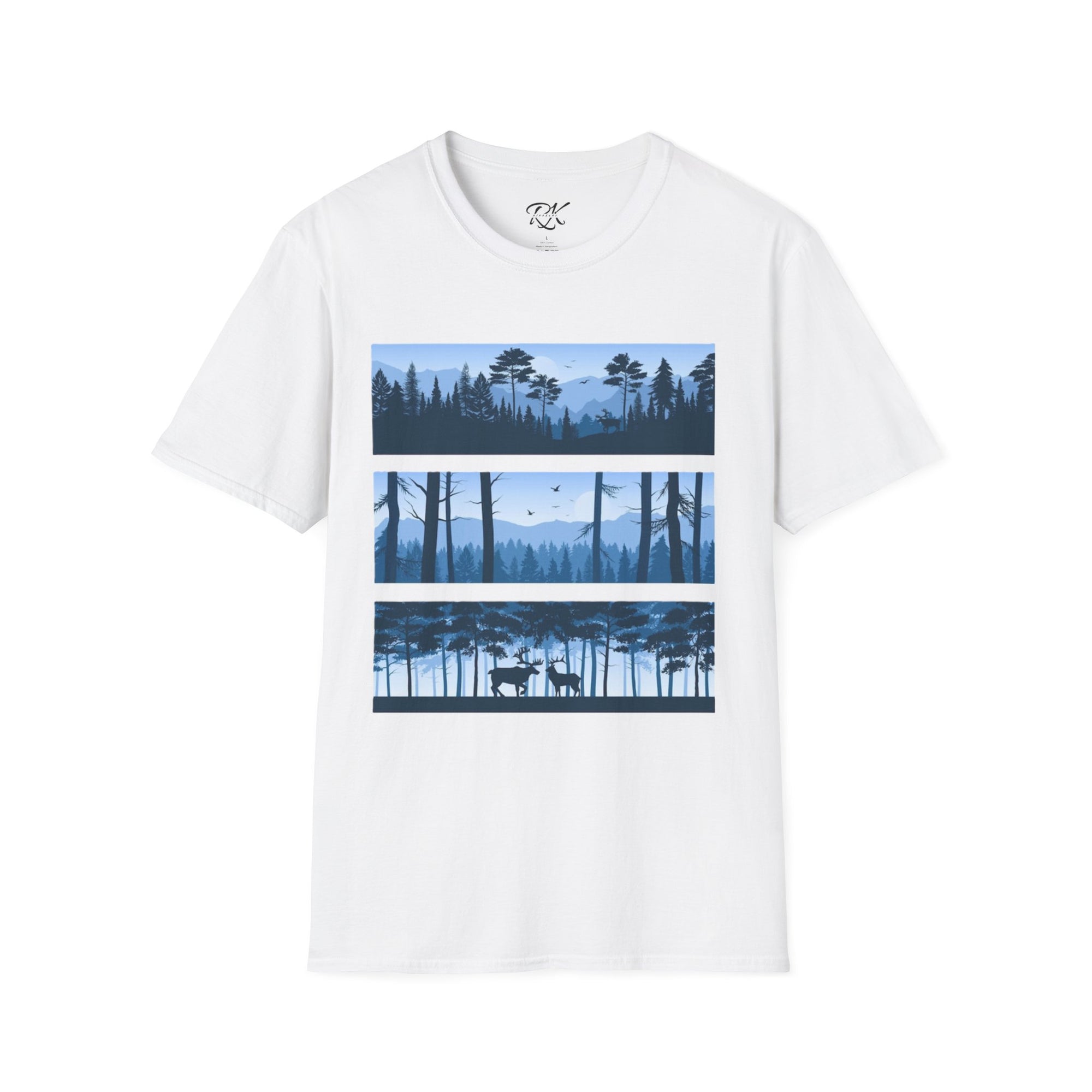 Mountain Landscape Unisex Softstyle T-Shirt | Nature Lover Gift, Outdoor Adventure Tee, Relaxed Fit, Casual Wear, Camping Shirt