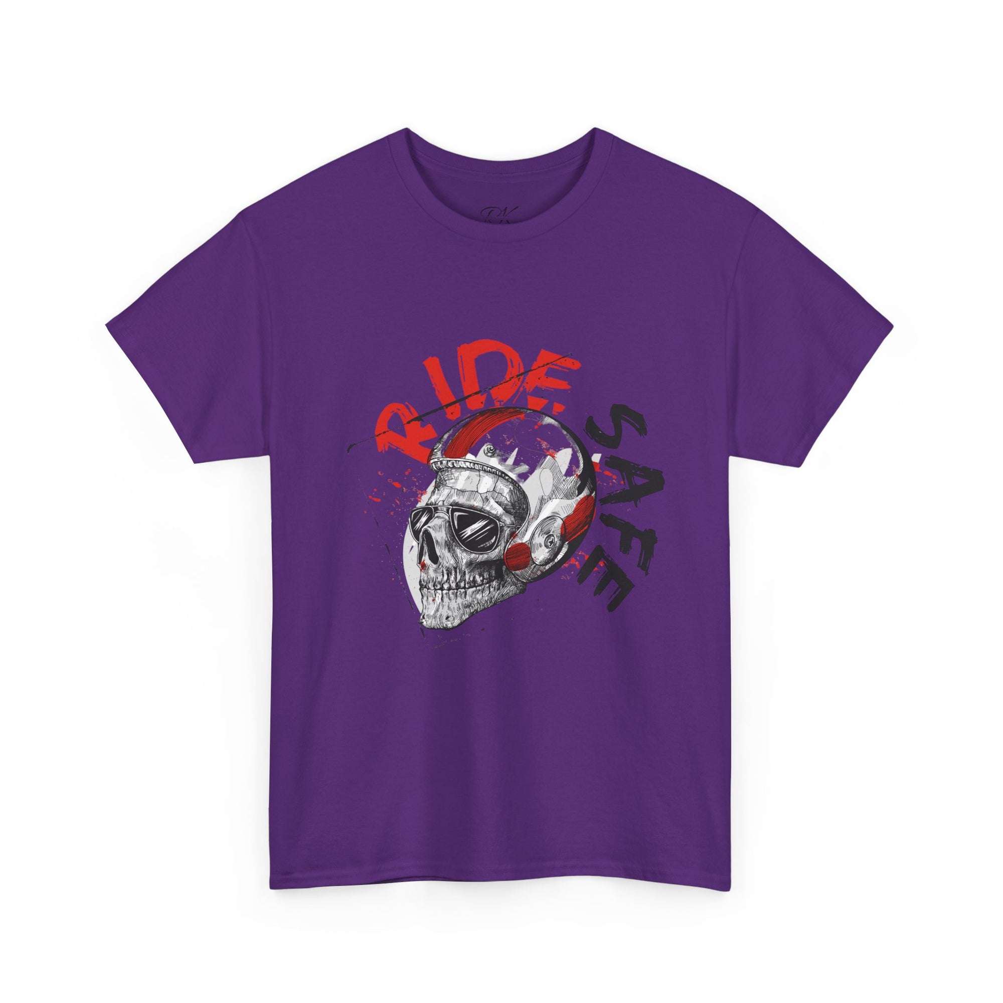 Skull Themed Ride Safe Tee, Unisex Heavy Cotton T-Shirt, Motorcycle Tee, Biker Apparel, Gift for Riders, Casual Wear