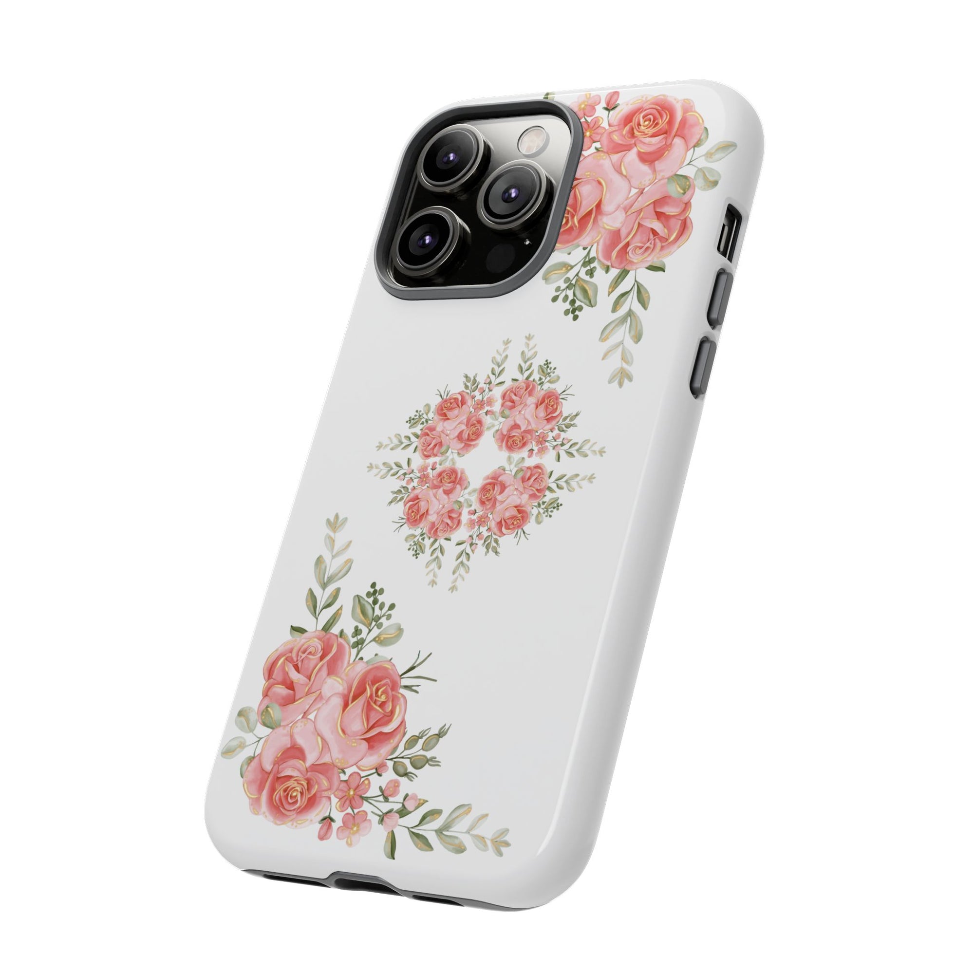 Floral Phone Case, Tough iPhone Case, Rose Design Case, Gift for Her, Floral Phone Cover