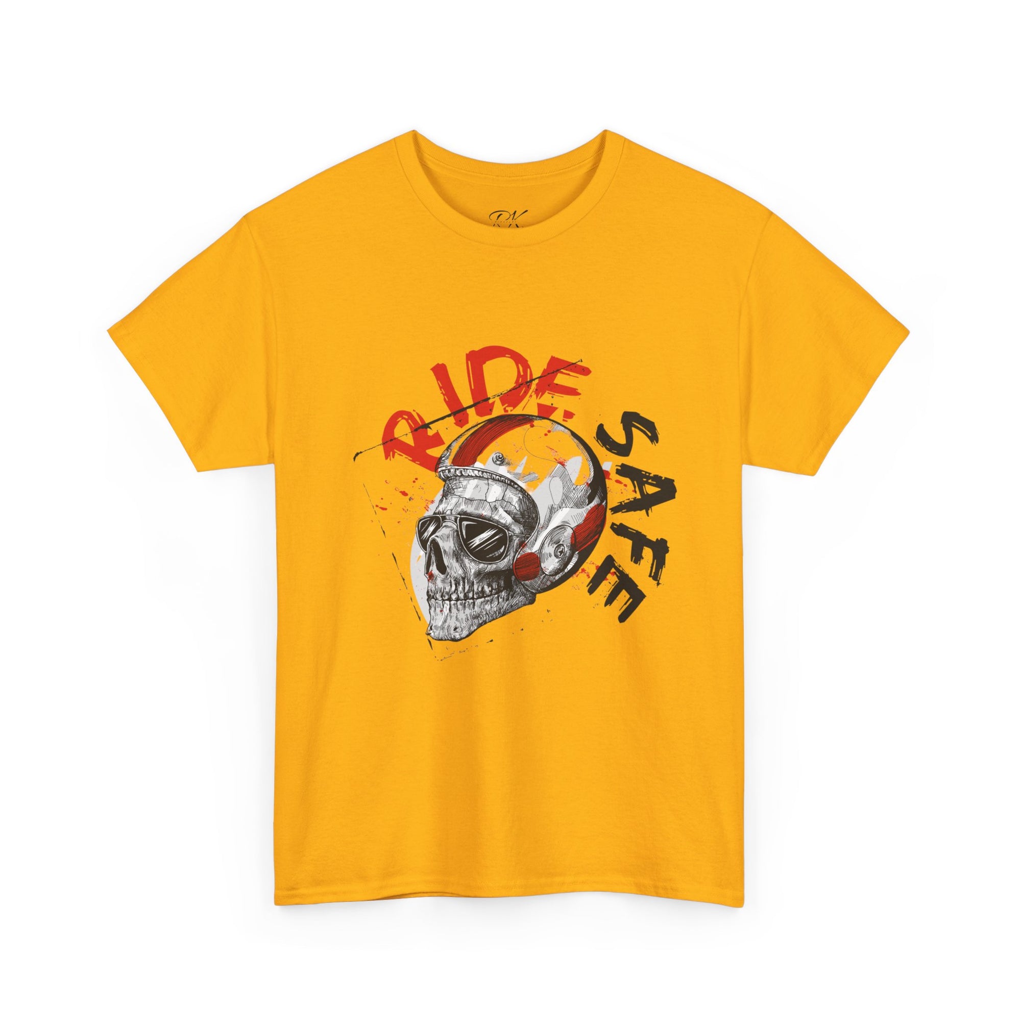Skull Themed Ride Safe Tee, Unisex Heavy Cotton T-Shirt, Motorcycle Tee, Biker Apparel, Gift for Riders, Casual Wear