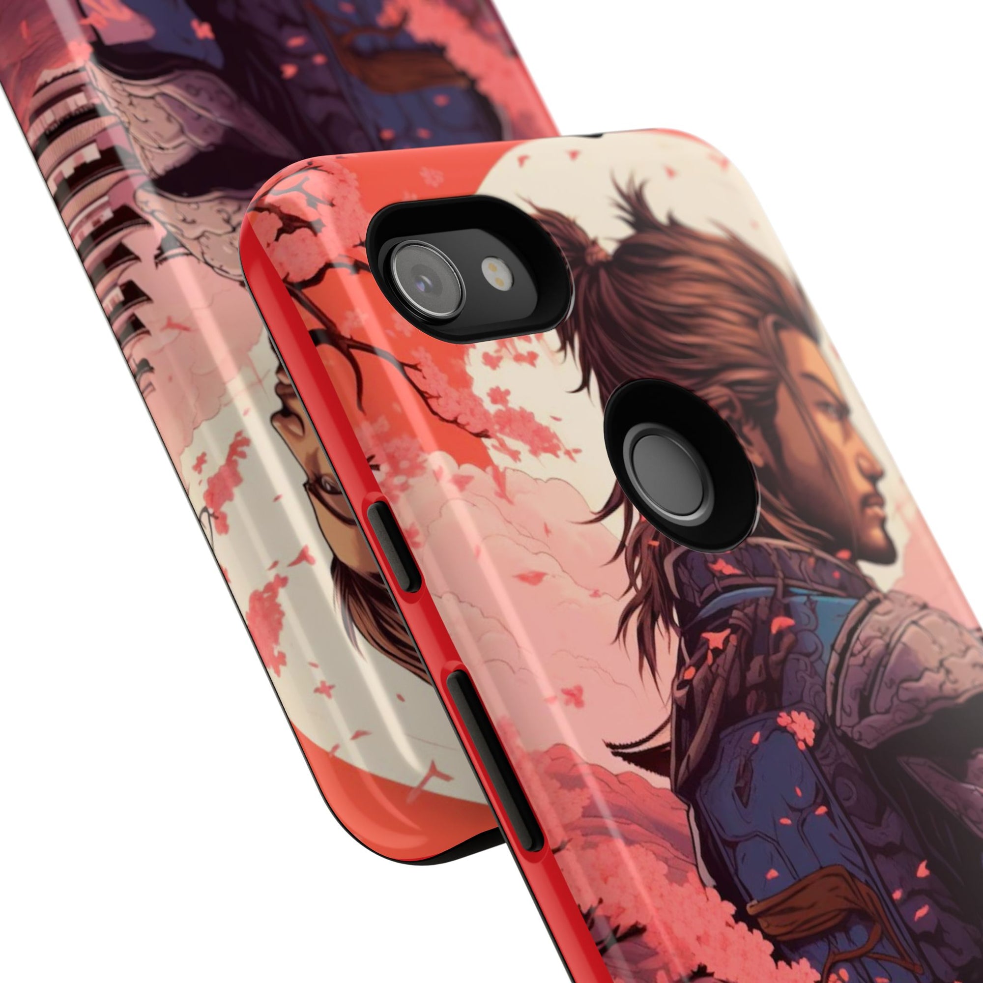 Samurai Phone Case, Tough Cases for Men, Cherry Blossom Art, Gift for Anime Fans, Unique Phone Accessory, Stylish Protection
