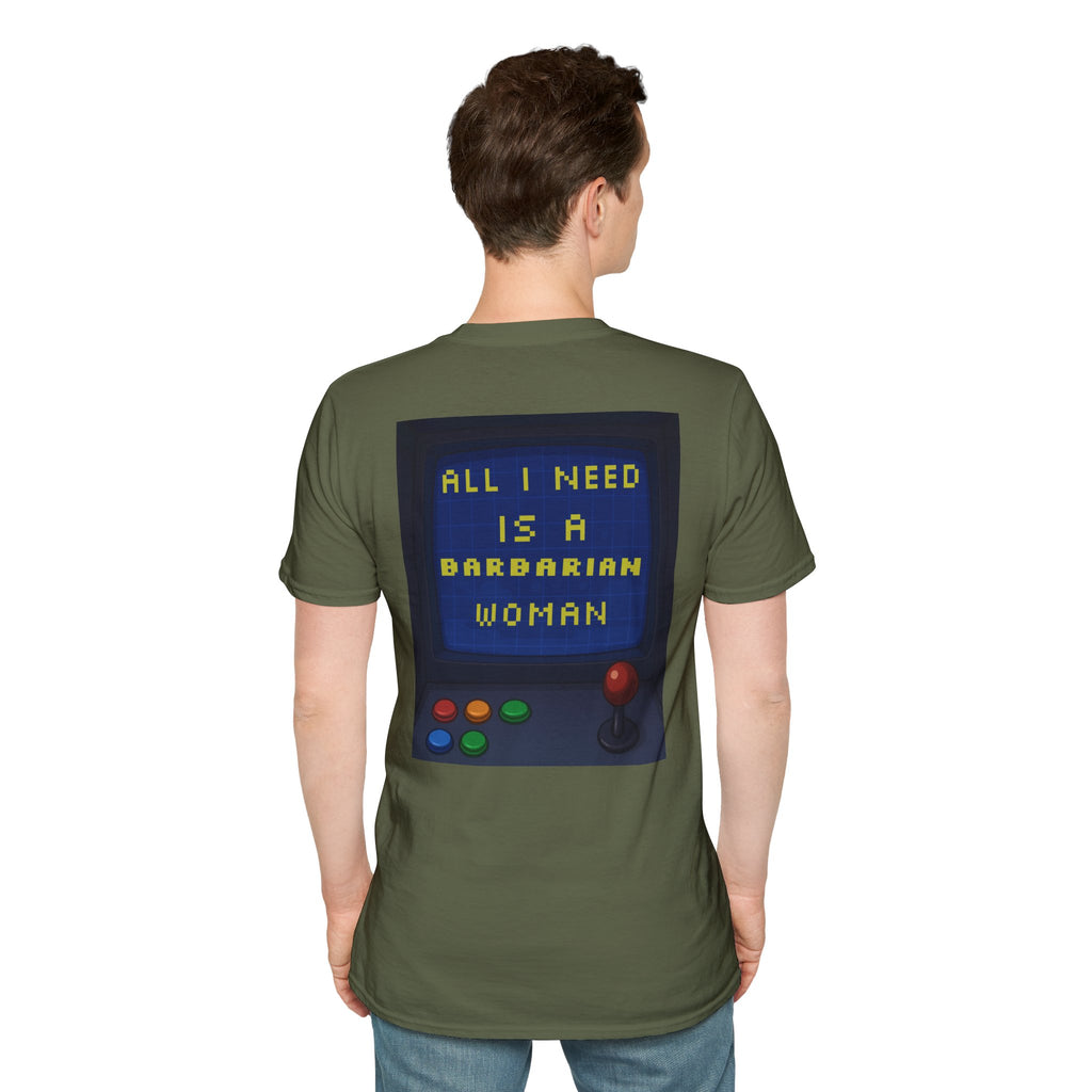 Unisex Barbarian Woman T-Shirt - Softstyle Graphic Tee for Gamers, Gifts for Her, Casual Wear, Birthday Present, Retro Style