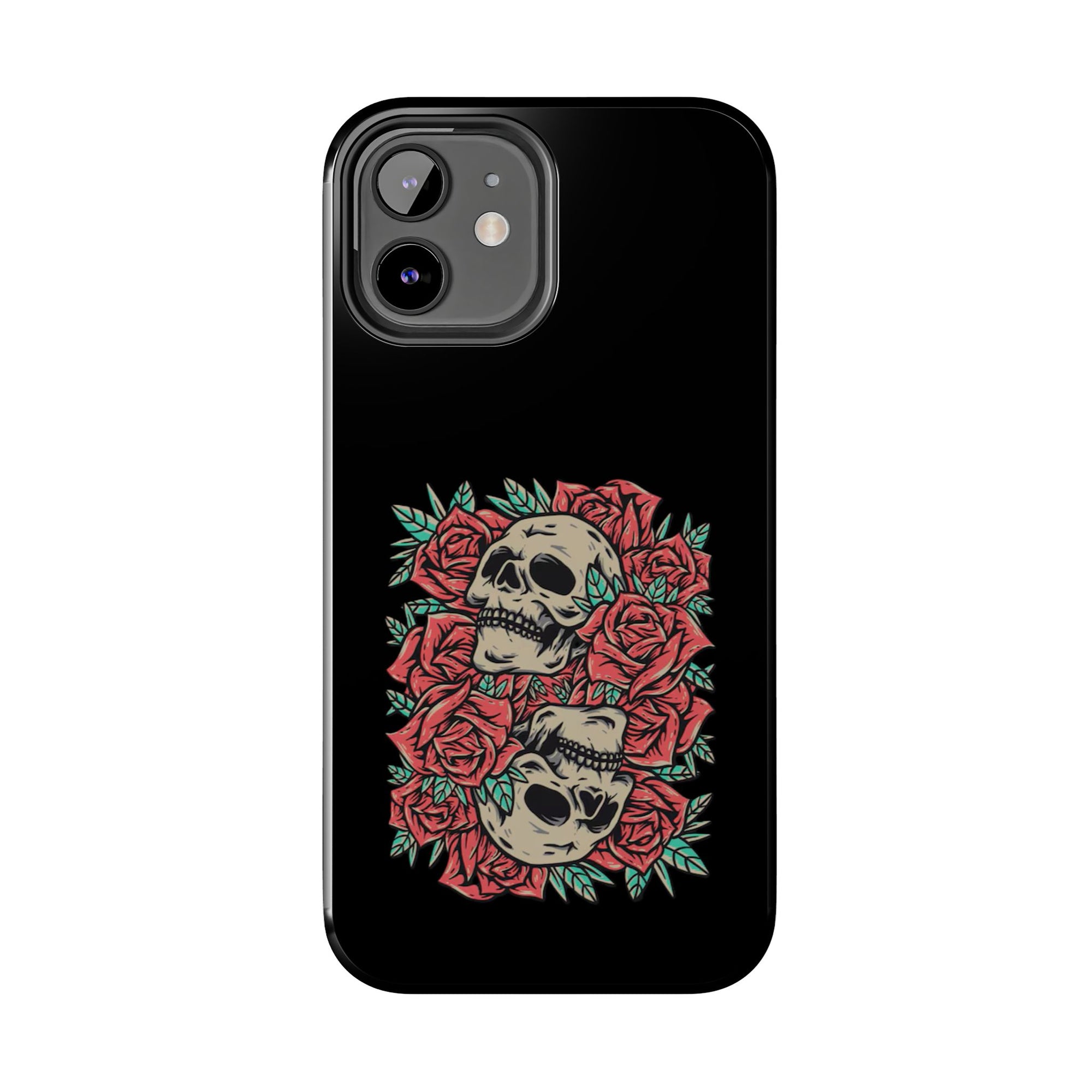Stylish Skull & Roses Phone Case, Tough Phone Cover, Floral Skull Design, Unique Gift for her, Gothic Aesthetic Accessories