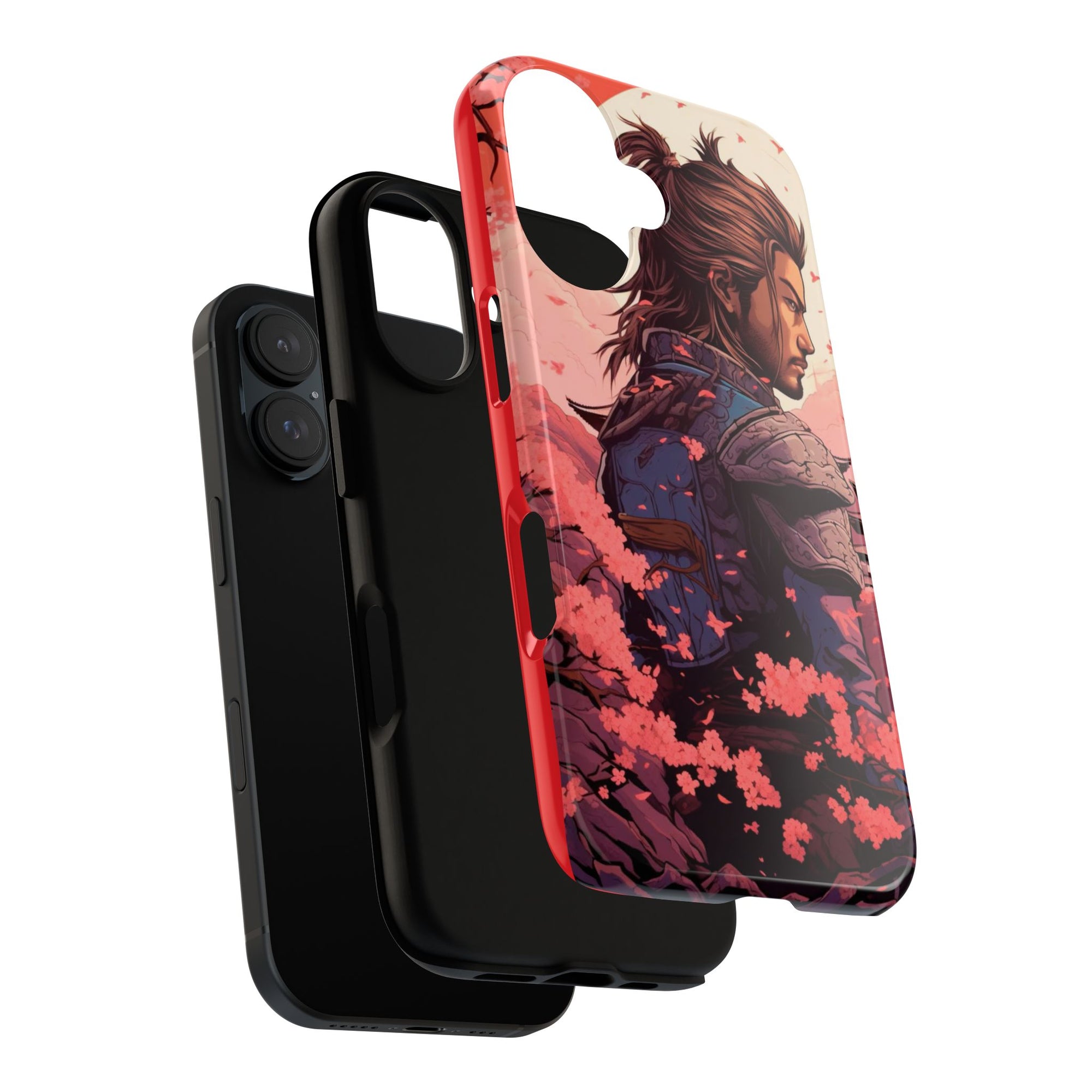 Samurai Phone Case, Tough Cases for Men, Cherry Blossom Art, Gift for Anime Fans, Unique Phone Accessory, Stylish Protection