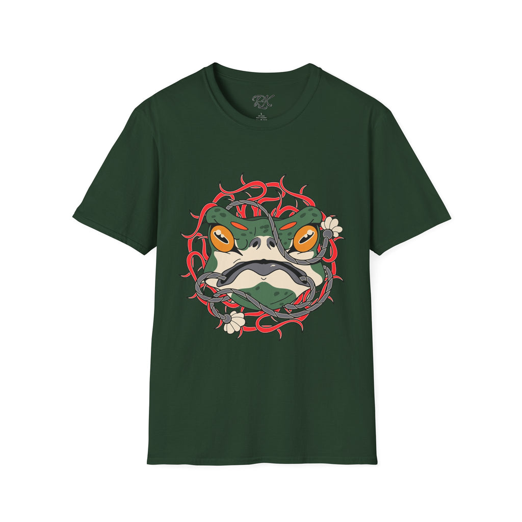 Frog Art Unisex Softstyle T-Shirt | Unique Graphic Tee, Casual Wear, Gift for Nature Lovers, Birthday, Eco-Friendly Fashion