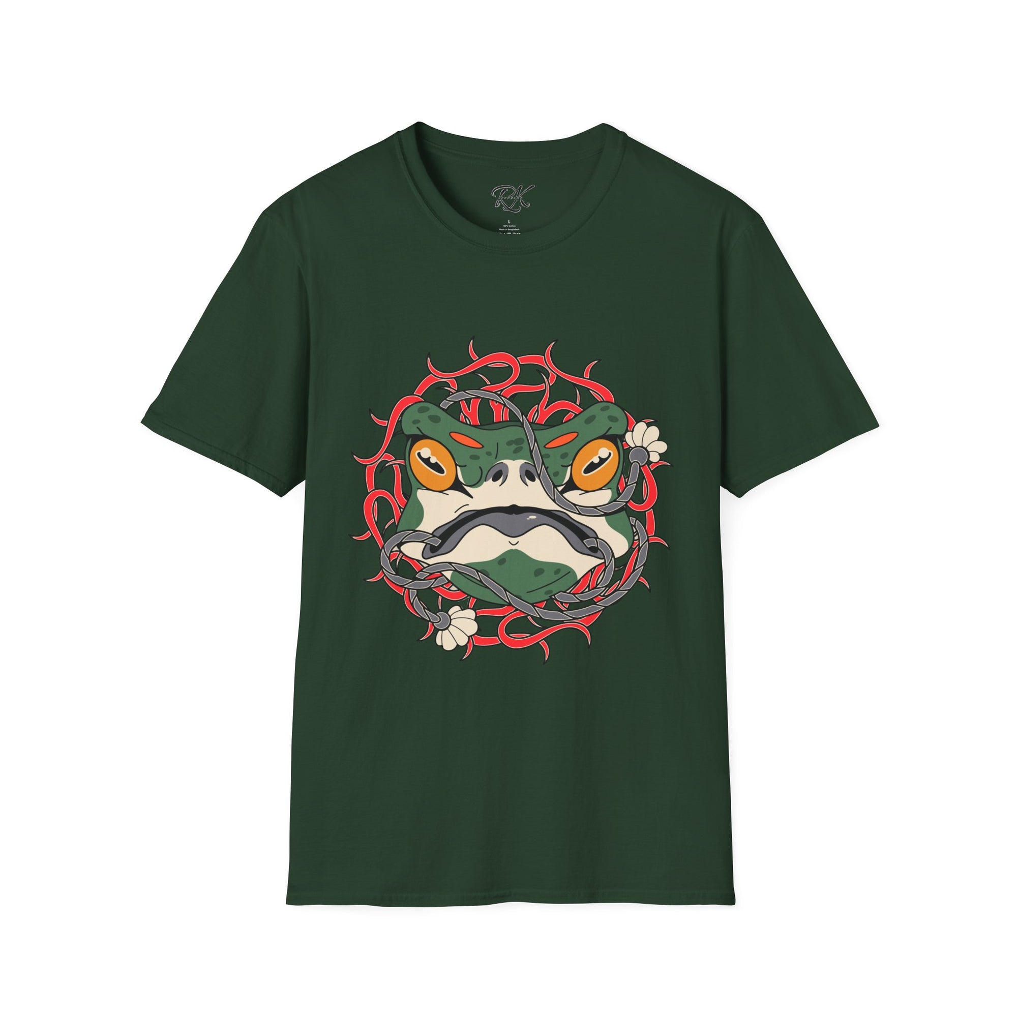 Frog Art Unisex Softstyle T-Shirt | Unique Graphic Tee, Casual Wear, Gift for Nature Lovers, Birthday, Eco-Friendly Fashion