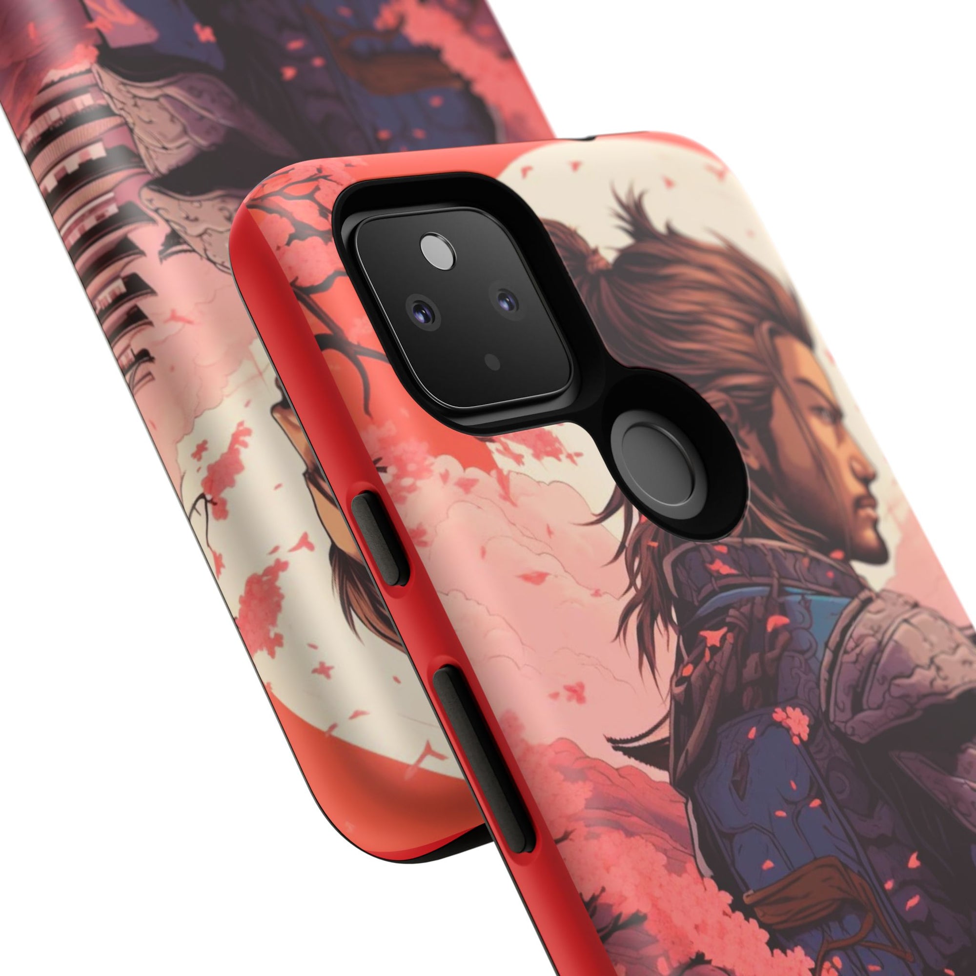 Samurai Phone Case, Tough Cases for Men, Cherry Blossom Art, Gift for Anime Fans, Unique Phone Accessory, Stylish Protection