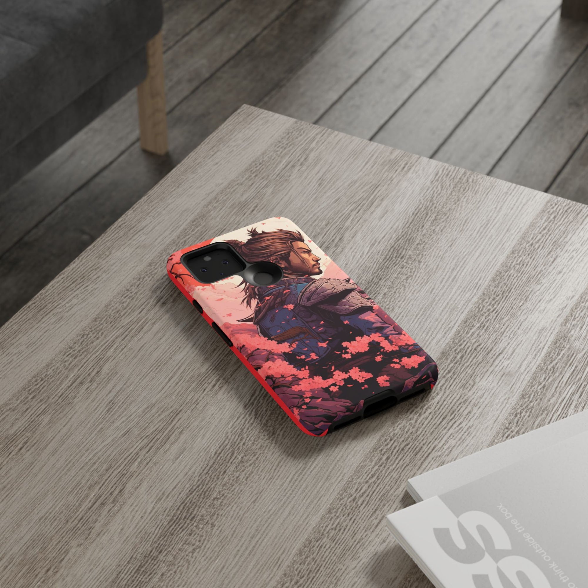 Samurai Phone Case, Tough Cases for Men, Cherry Blossom Art, Gift for Anime Fans, Unique Phone Accessory, Stylish Protection