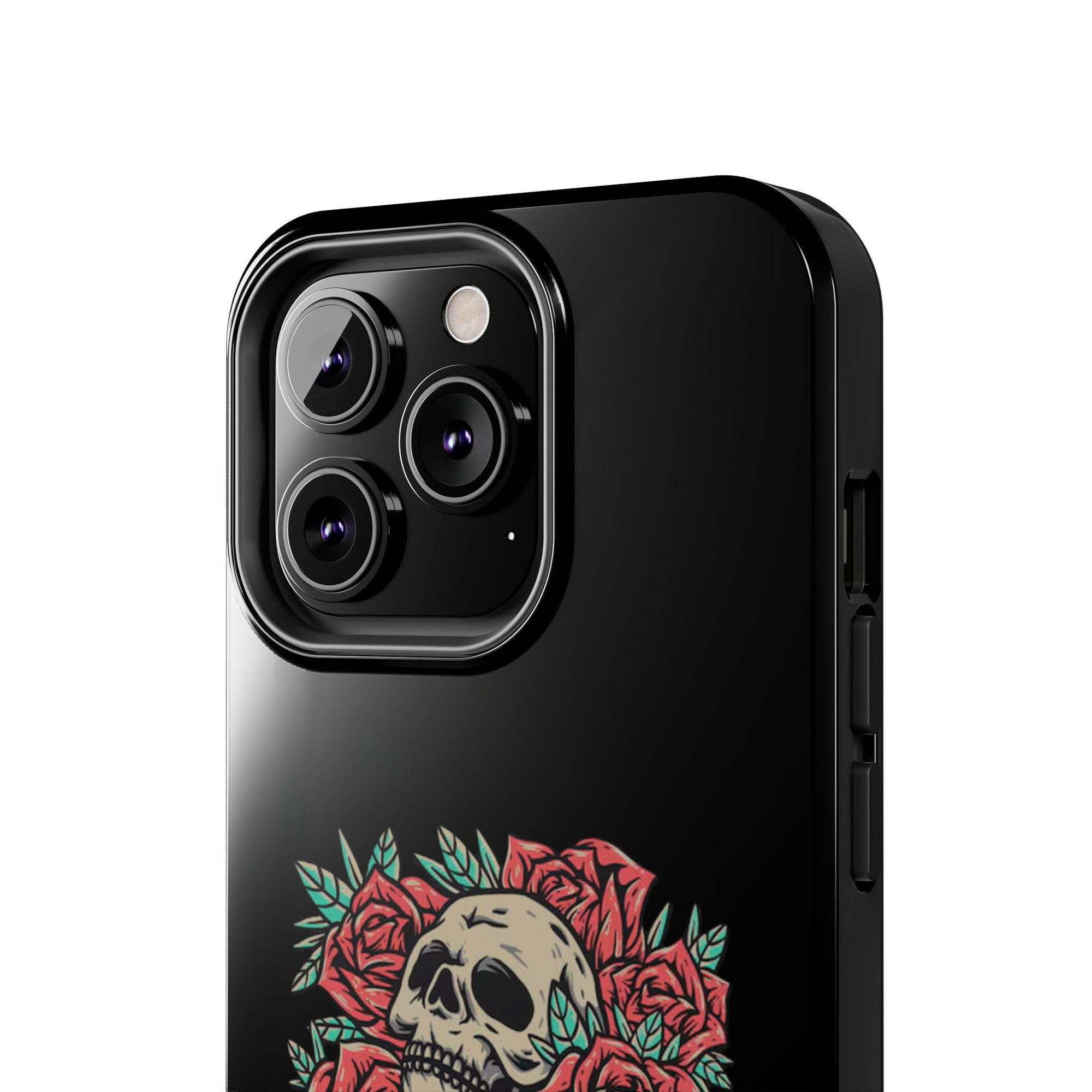 Stylish Skull & Roses Phone Case, Tough Phone Cover, Floral Skull Design, Unique Gift for her, Gothic Aesthetic Accessories