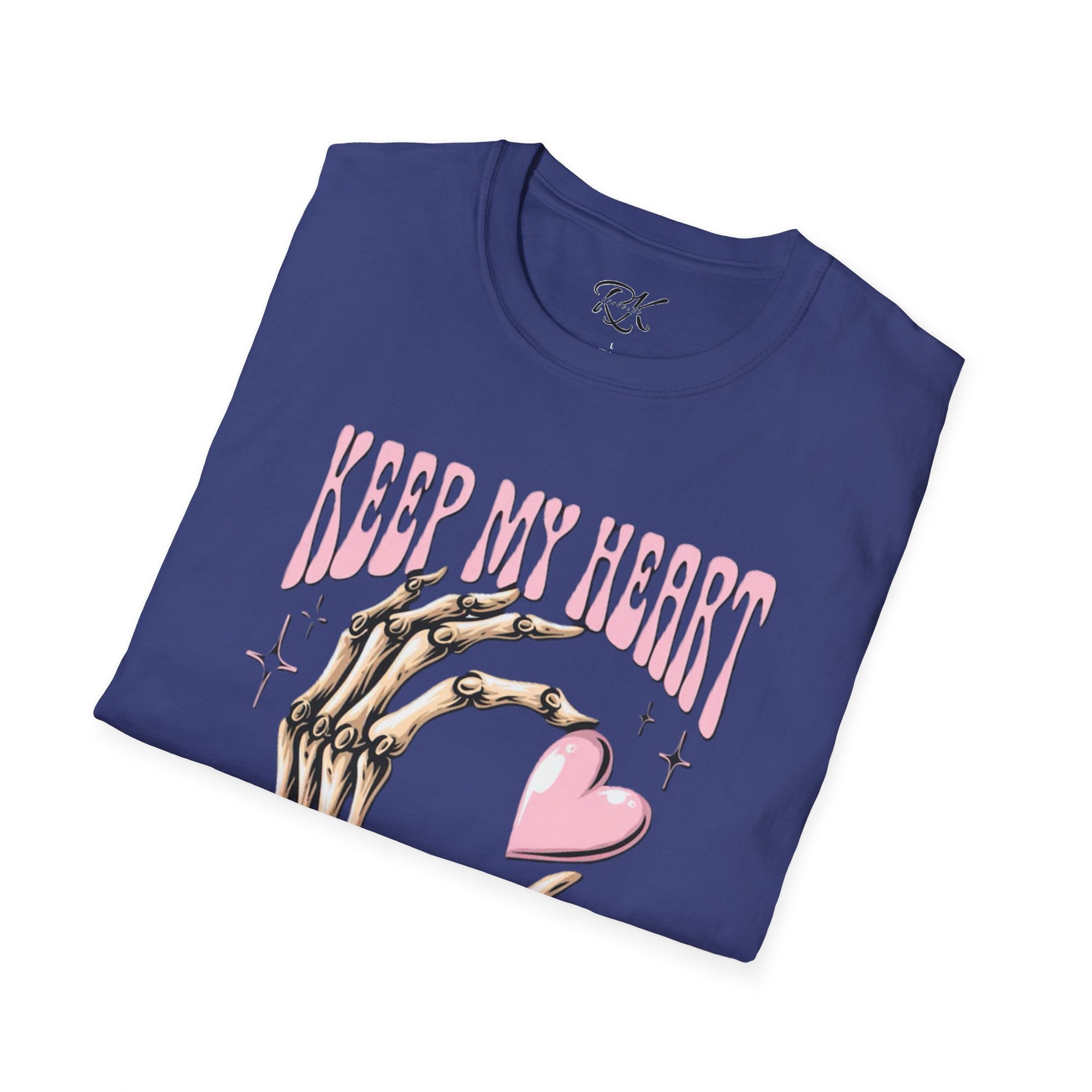 Keep My Heart Unisex Softstyle T-Shirt, Cute Graphic Tee, Valentine's Day Gift, Casual Style, Skeleton Design, Soft Cotton