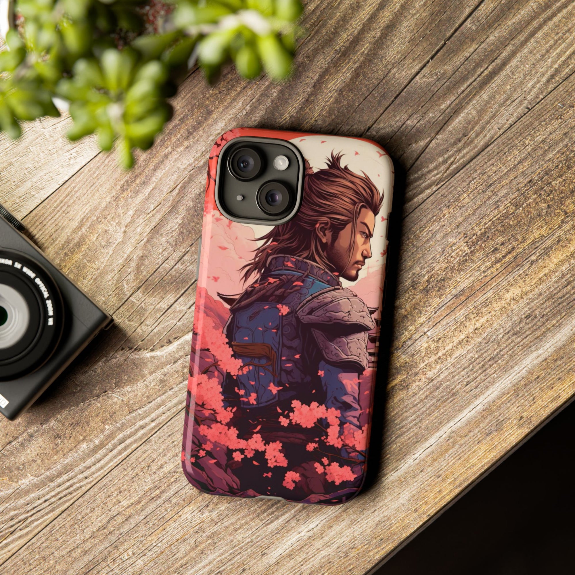 Samurai Phone Case, Tough Cases for Men, Cherry Blossom Art, Gift for Anime Fans, Unique Phone Accessory, Stylish Protection