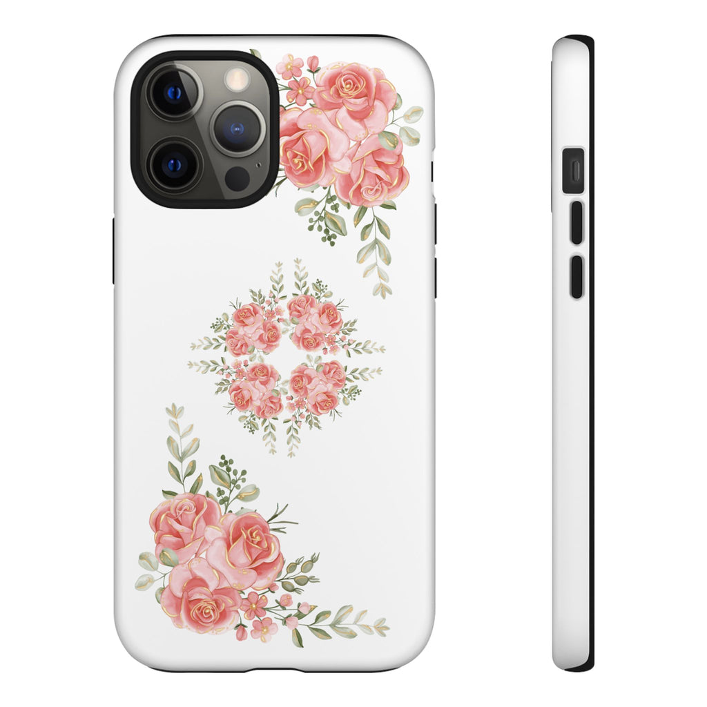 Floral Phone Case, Tough iPhone Case, Rose Design Case, Gift for Her, Floral Phone Cover