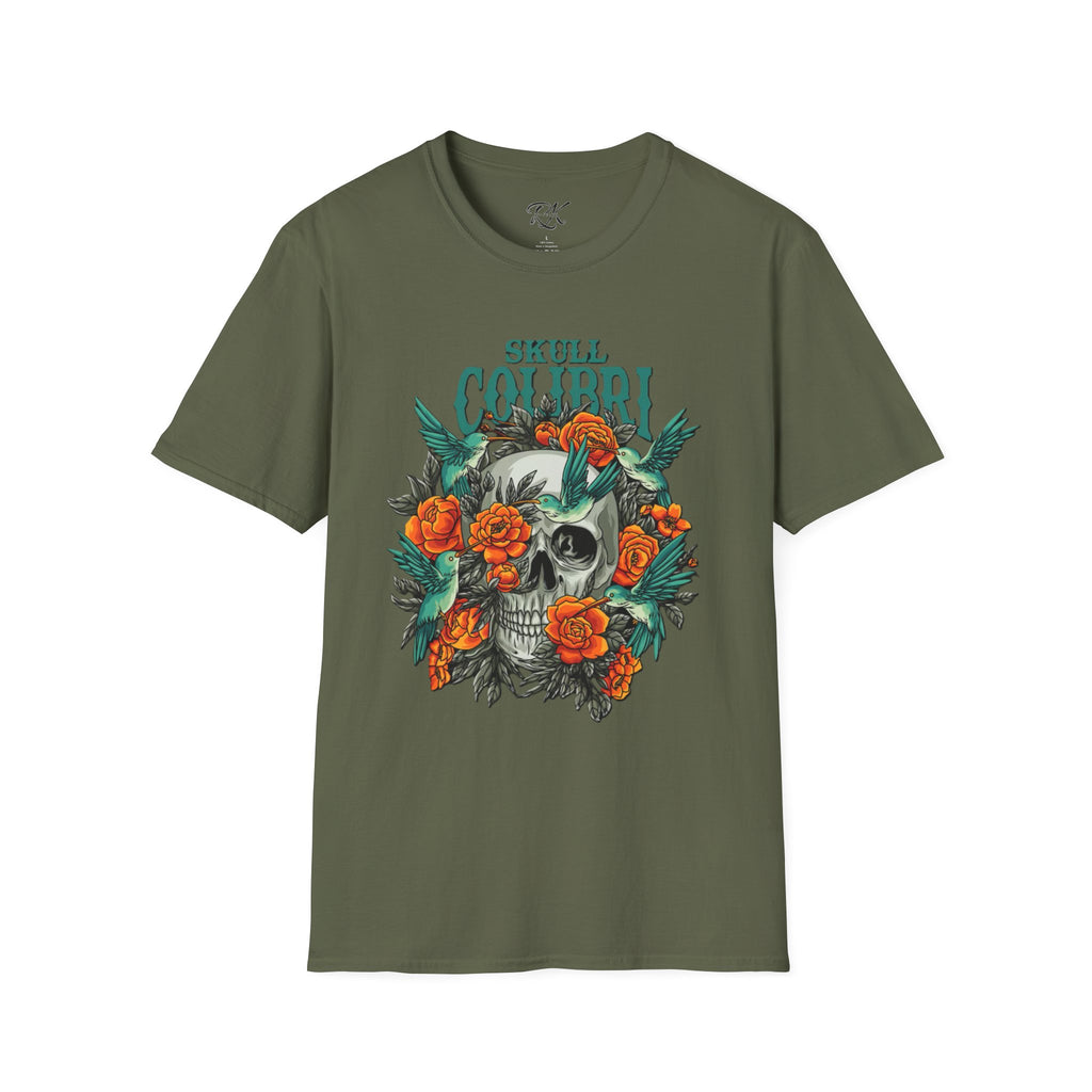 Skull & Roses Unisex T-Shirt, Casual Graphic Tee, Boho Shirt, Unique Gift, Festival Wear, Everyday Style