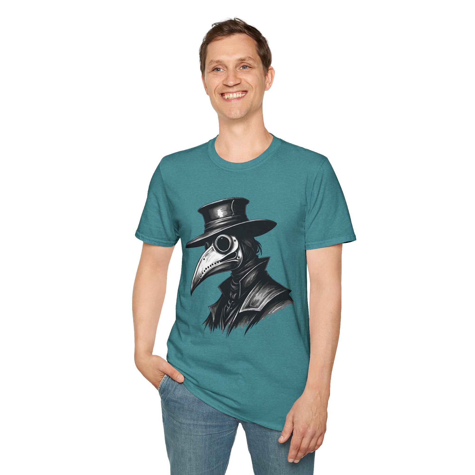 Vintage Plague Doctor Unisex T-Shirt, Unique Graphic Tee, Halloween Costume, Gift for Horror Lovers, Casual Wear, Statement Shirt