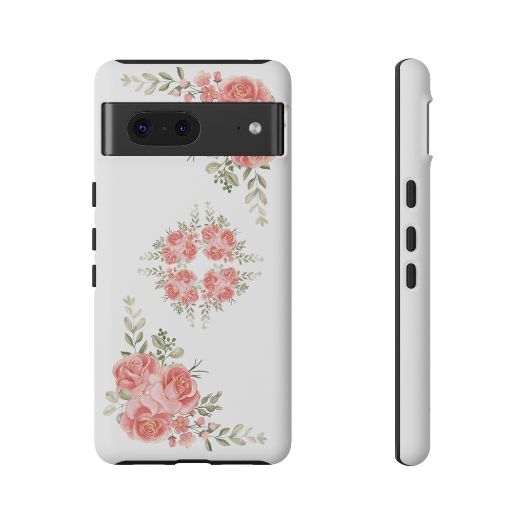 Floral Phone Case, Tough iPhone Case, Rose Design Case, Gift for Her, Floral Phone Cover