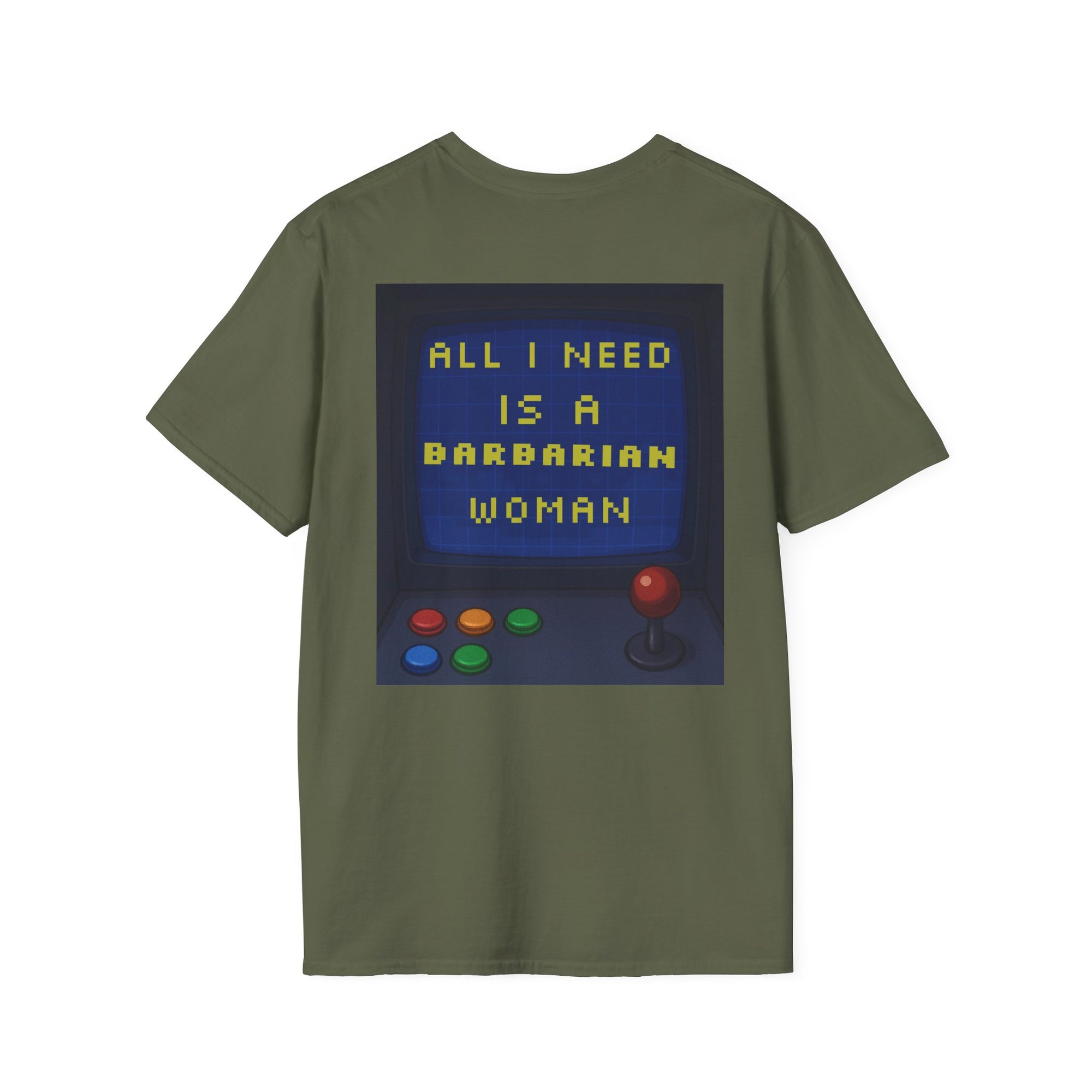Unisex Barbarian Woman T-Shirt - Softstyle Graphic Tee for Gamers, Gifts for Her, Casual Wear, Birthday Present, Retro Style