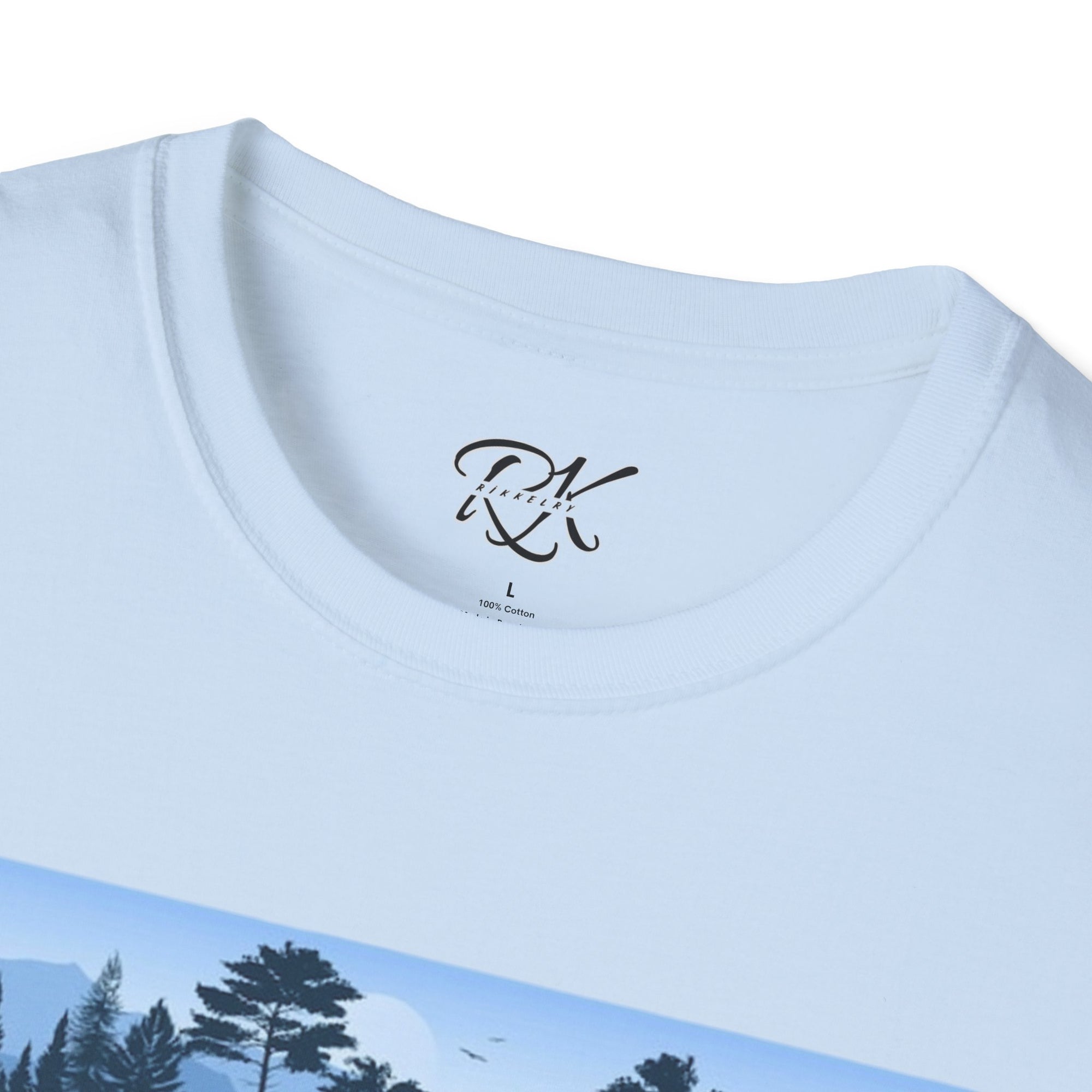 Mountain Landscape Unisex Softstyle T-Shirt | Nature Lover Gift, Outdoor Adventure Tee, Relaxed Fit, Casual Wear, Camping Shirt