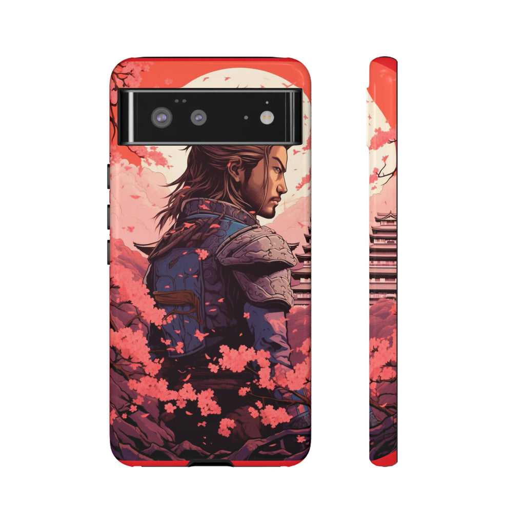 Samurai Phone Case, Tough Cases for Men, Cherry Blossom Art, Gift for Anime Fans, Unique Phone Accessory, Stylish Protection