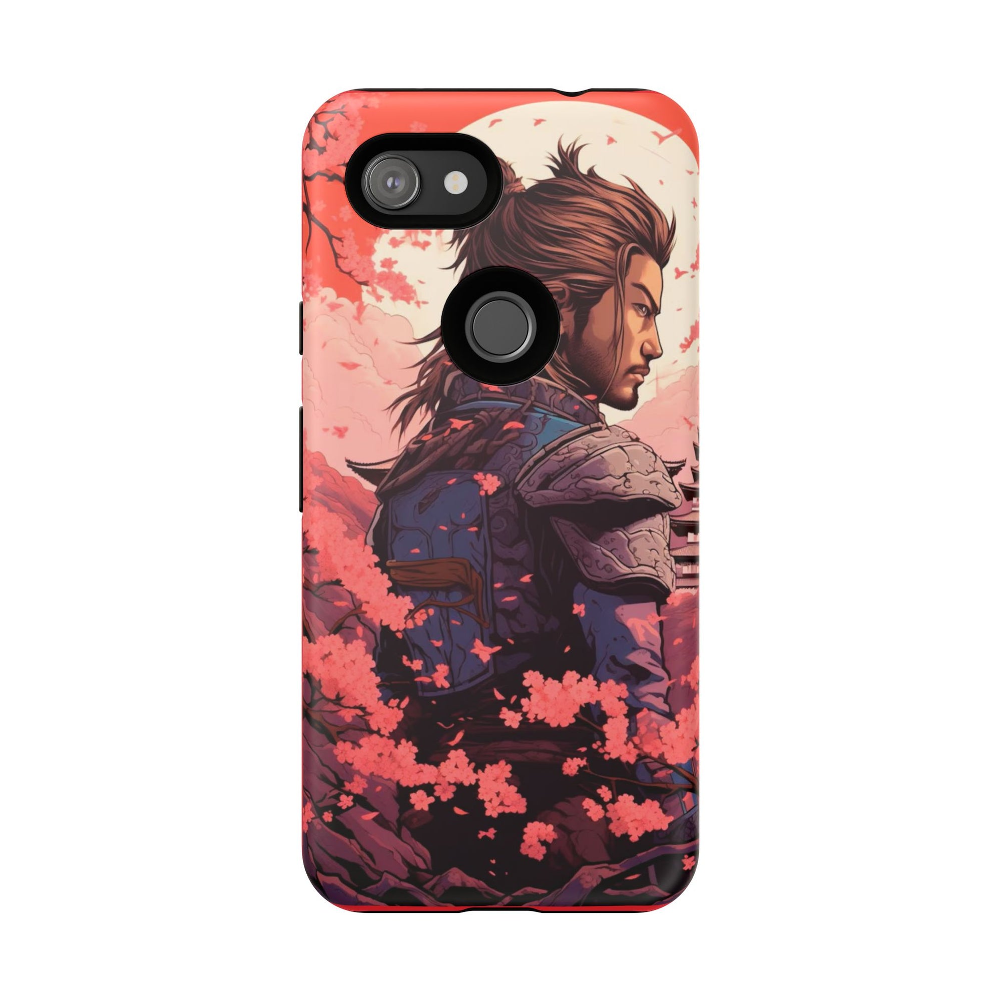 Samurai Phone Case, Tough Cases for Men, Cherry Blossom Art, Gift for Anime Fans, Unique Phone Accessory, Stylish Protection