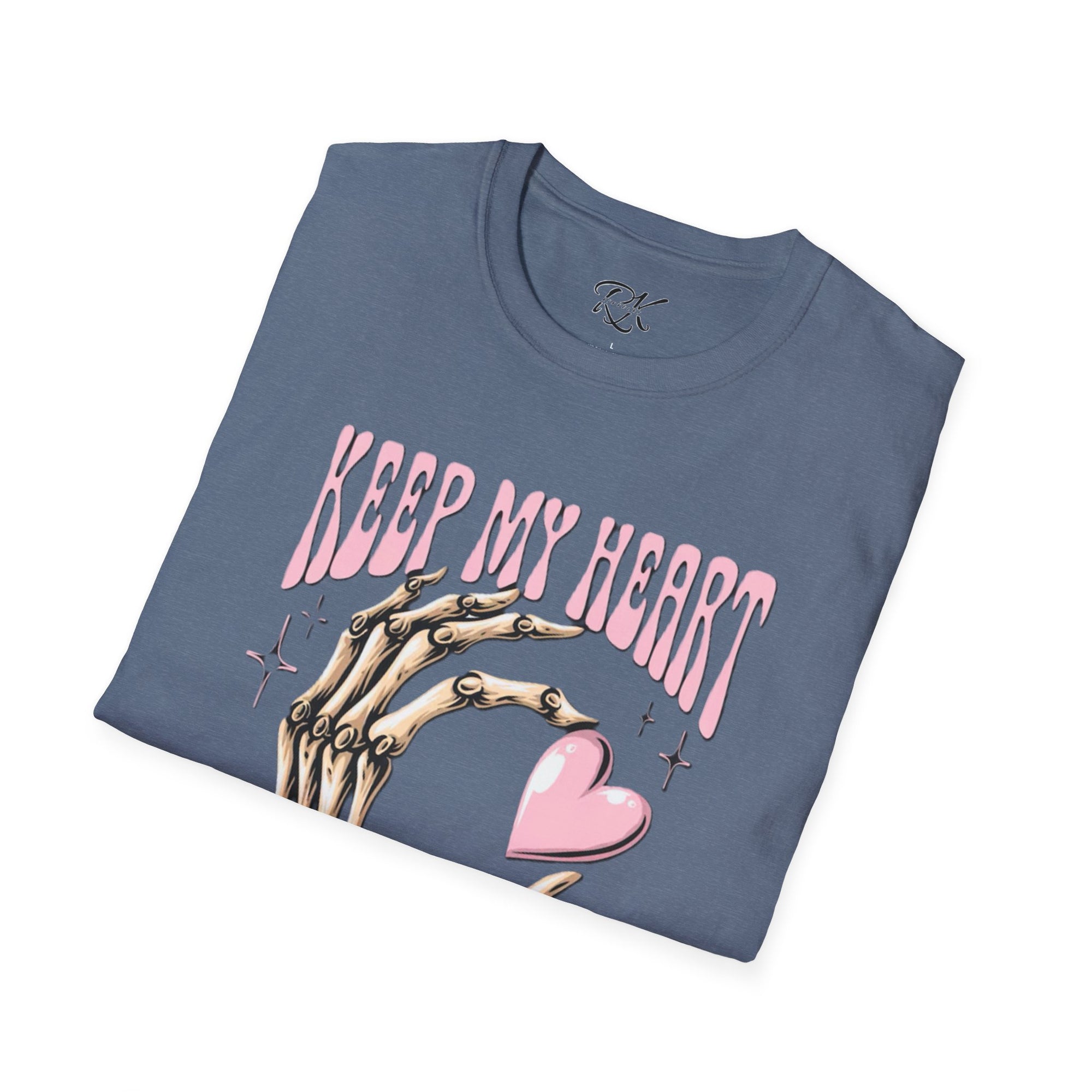 Keep My Heart Unisex Softstyle T-Shirt, Cute Graphic Tee, Valentine's Day Gift, Casual Style, Skeleton Design, Soft Cotton