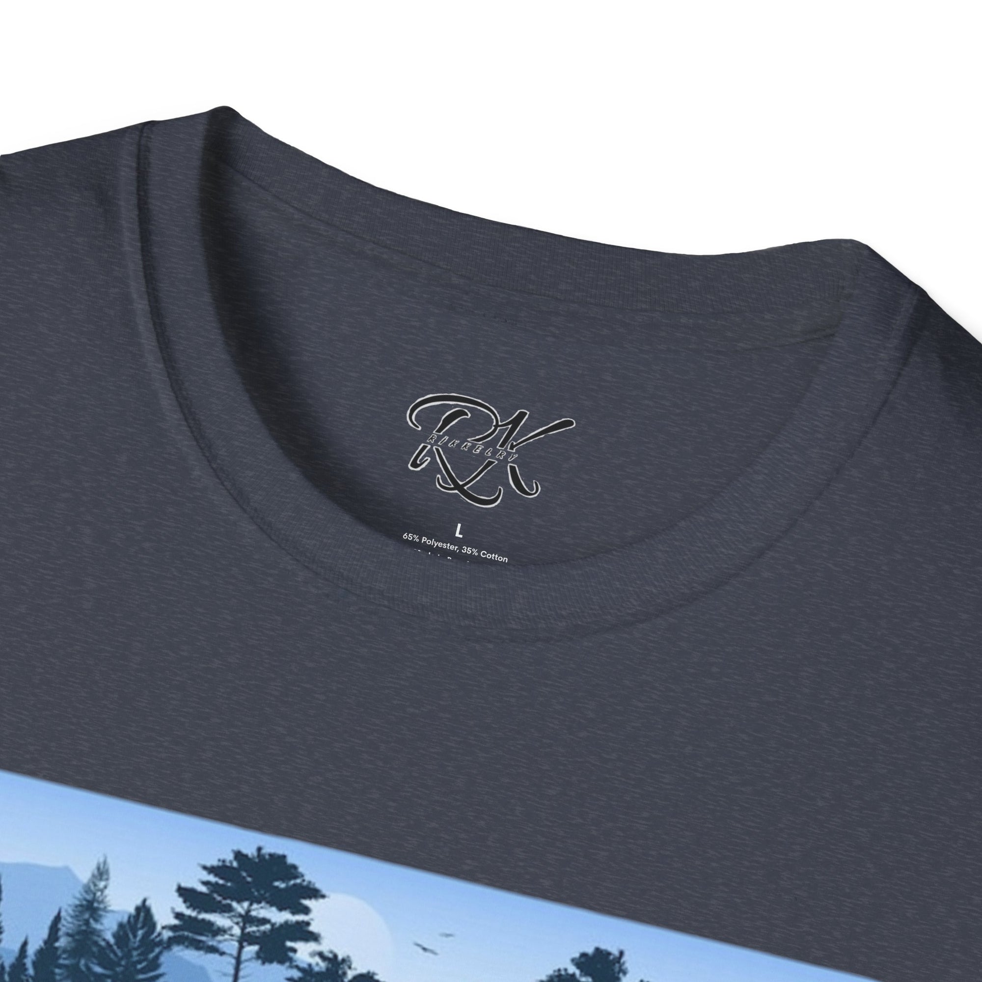 Mountain Landscape Unisex Softstyle T-Shirt | Nature Lover Gift, Outdoor Adventure Tee, Relaxed Fit, Casual Wear, Camping Shirt