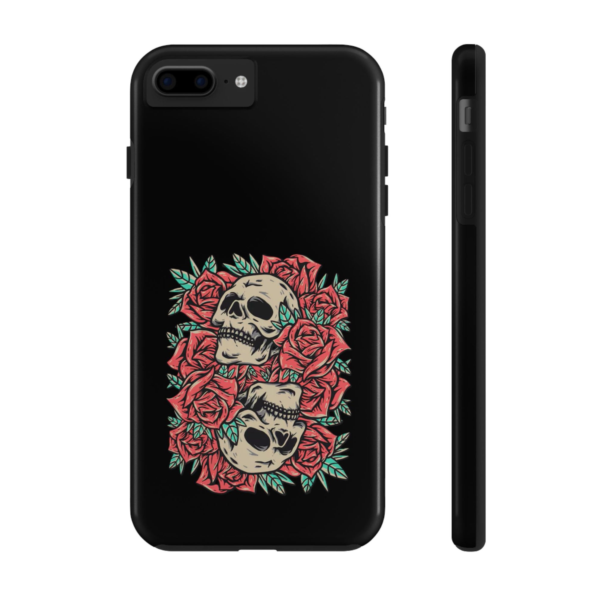 Stylish Skull & Roses Phone Case, Tough Phone Cover, Floral Skull Design, Unique Gift for her, Gothic Aesthetic Accessories