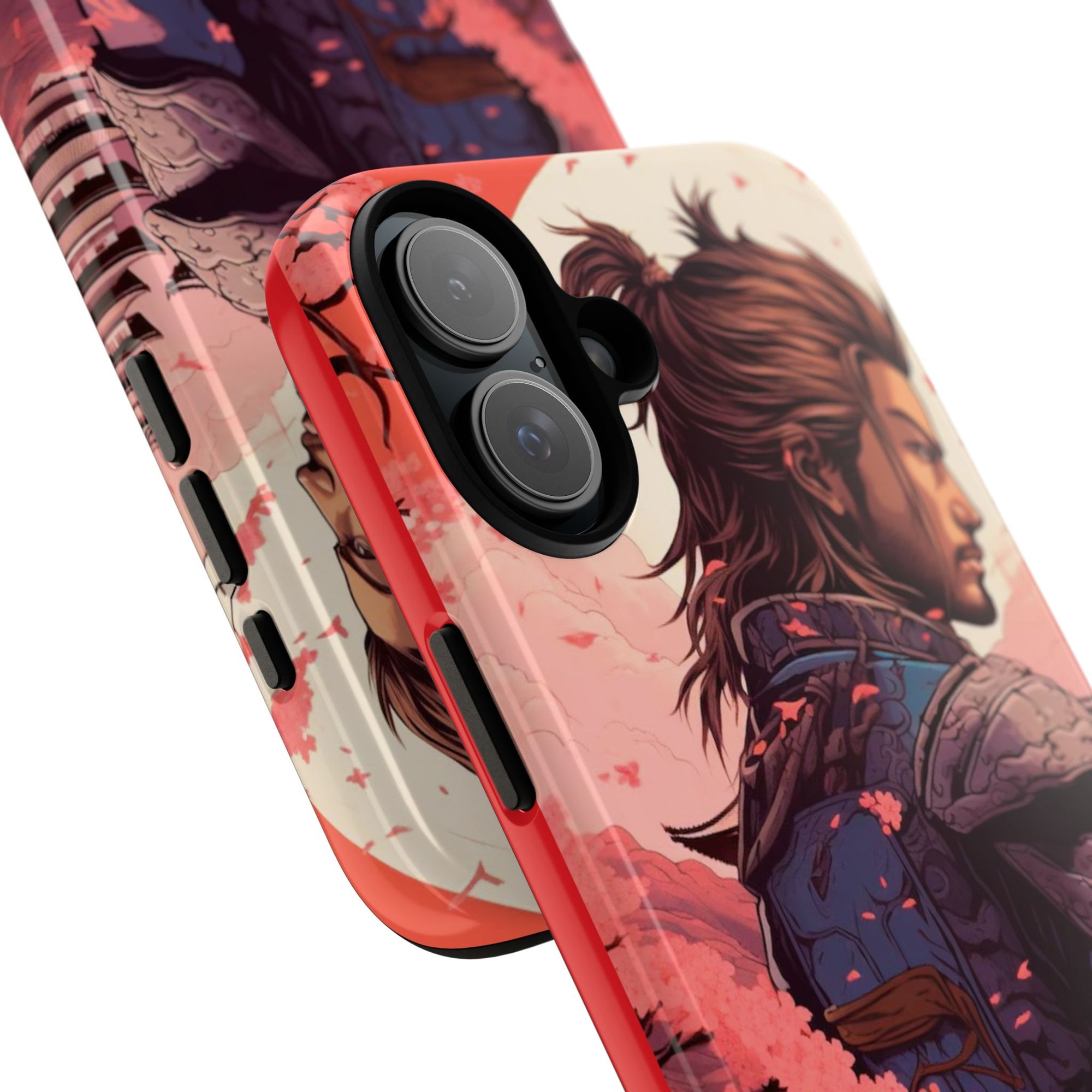 Samurai Phone Case, Tough Cases for Men, Cherry Blossom Art, Gift for Anime Fans, Unique Phone Accessory, Stylish Protection