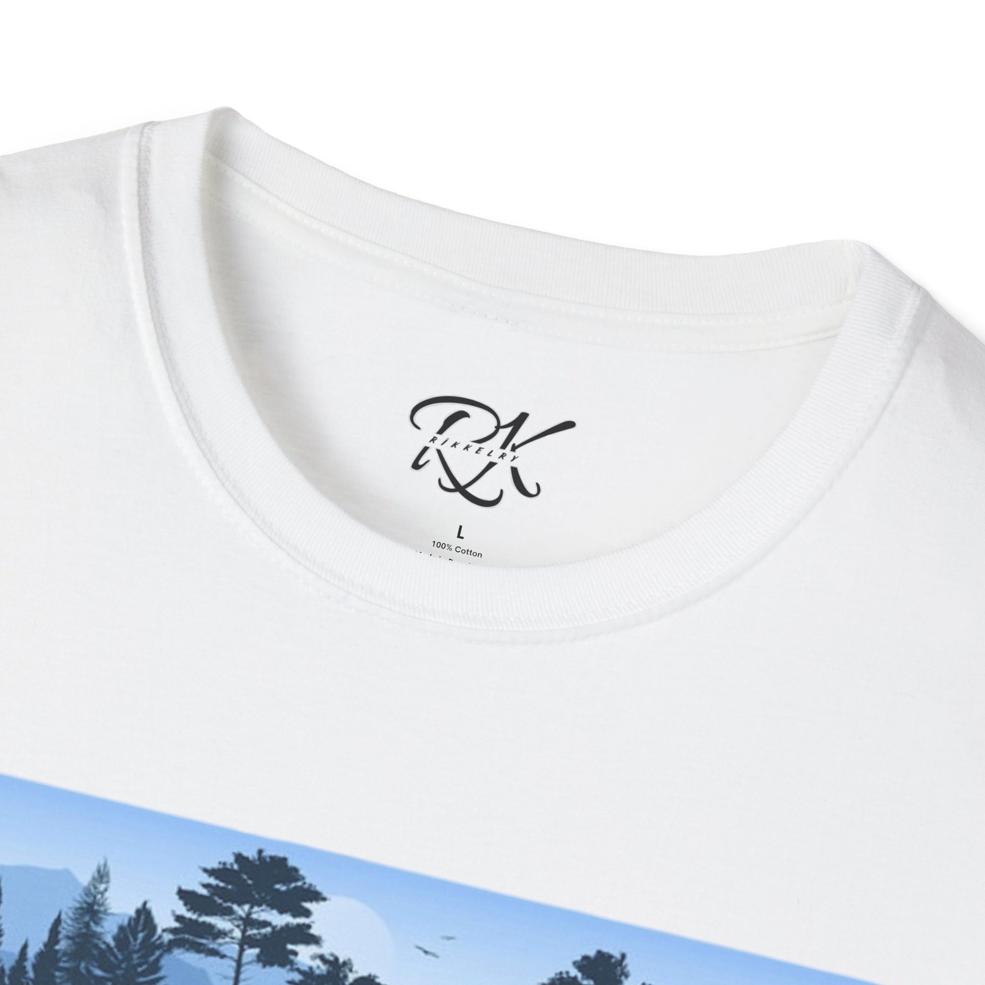Mountain Landscape Unisex Softstyle T-Shirt | Nature Lover Gift, Outdoor Adventure Tee, Relaxed Fit, Casual Wear, Camping Shirt