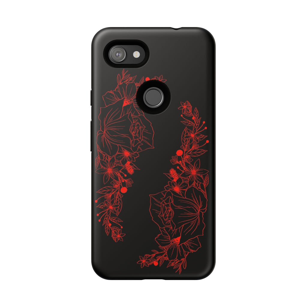 Stylish Floral Phone Case, Tough Phone Cover, Floral Design Case, Gift for Her, Black Phone Accessories
