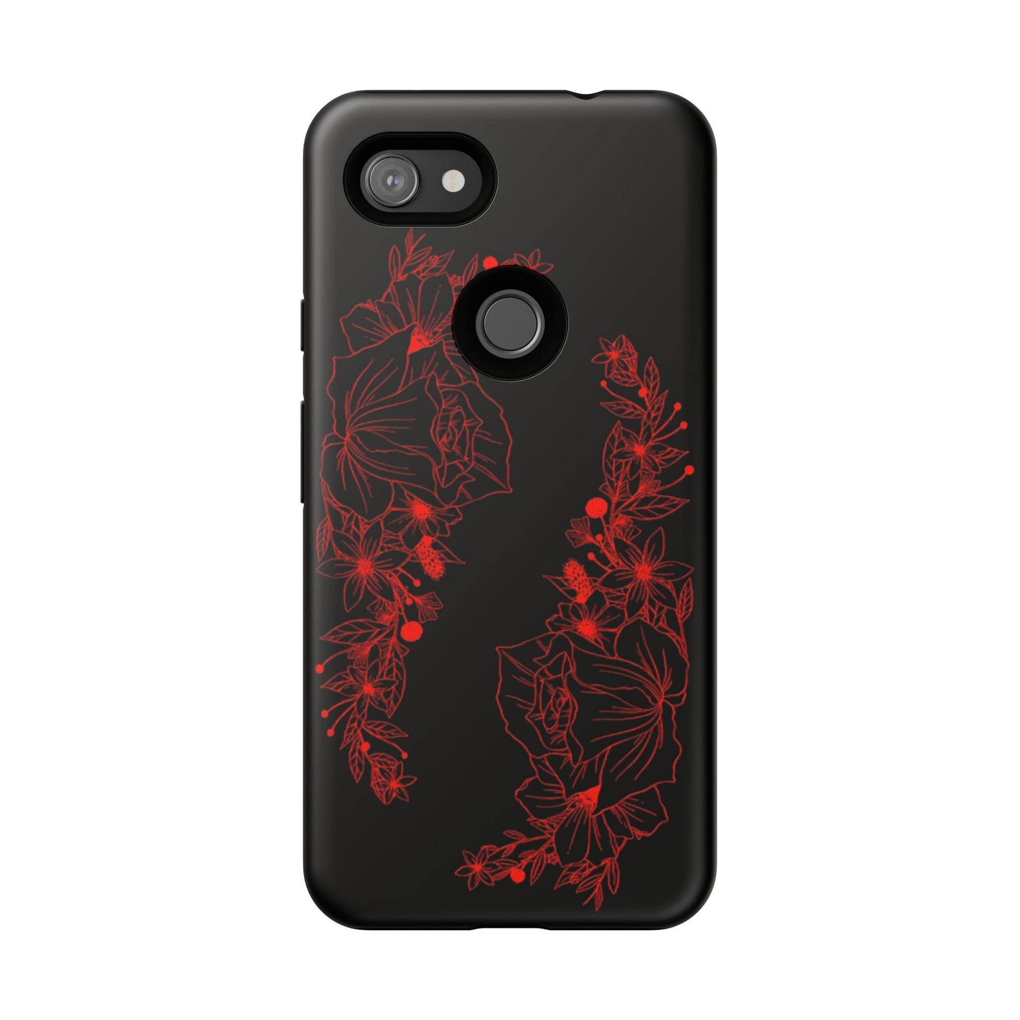 Stylish Floral Phone Case, Tough Phone Cover, Floral Design Case, Gift for Her, Black Phone Accessories