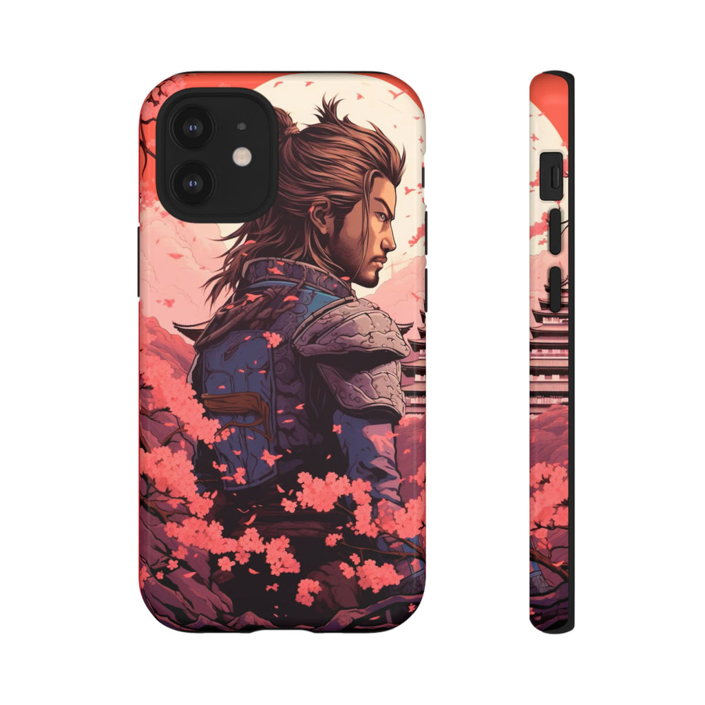 Samurai Phone Case, Tough Cases for Men, Cherry Blossom Art, Gift for Anime Fans, Unique Phone Accessory, Stylish Protection
