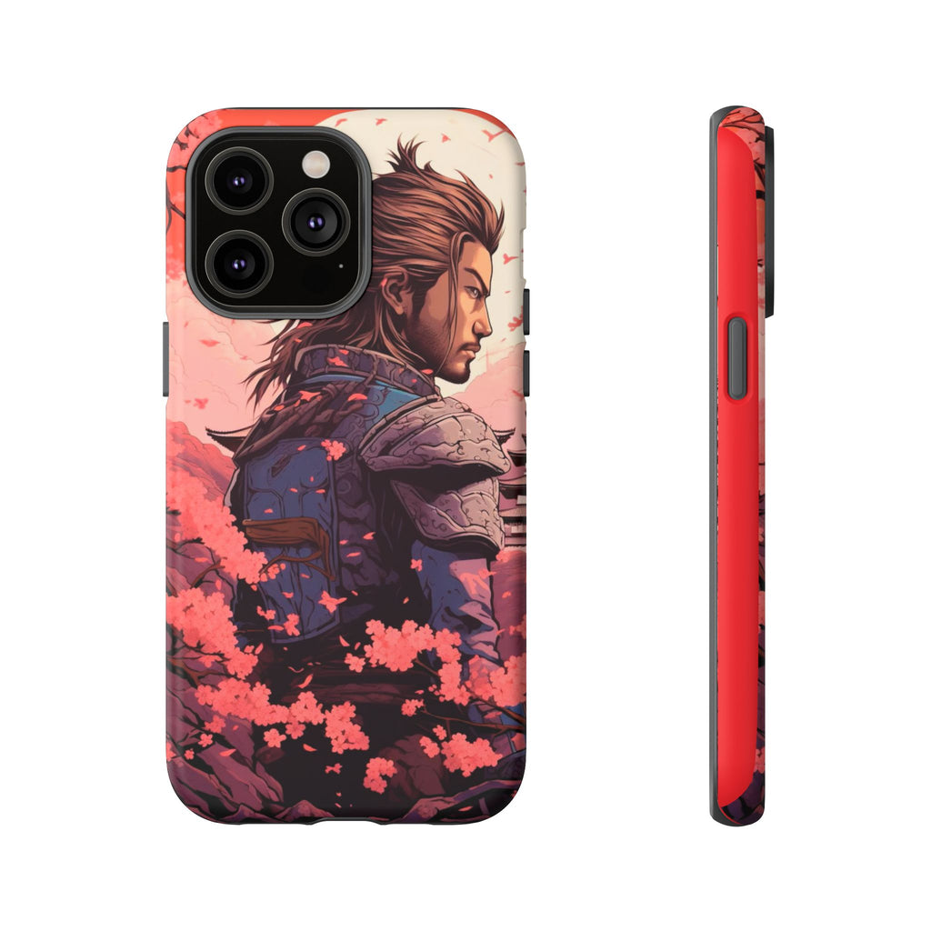 Samurai Phone Case, Tough Cases for Men, Cherry Blossom Art, Gift for Anime Fans, Unique Phone Accessory, Stylish Protection