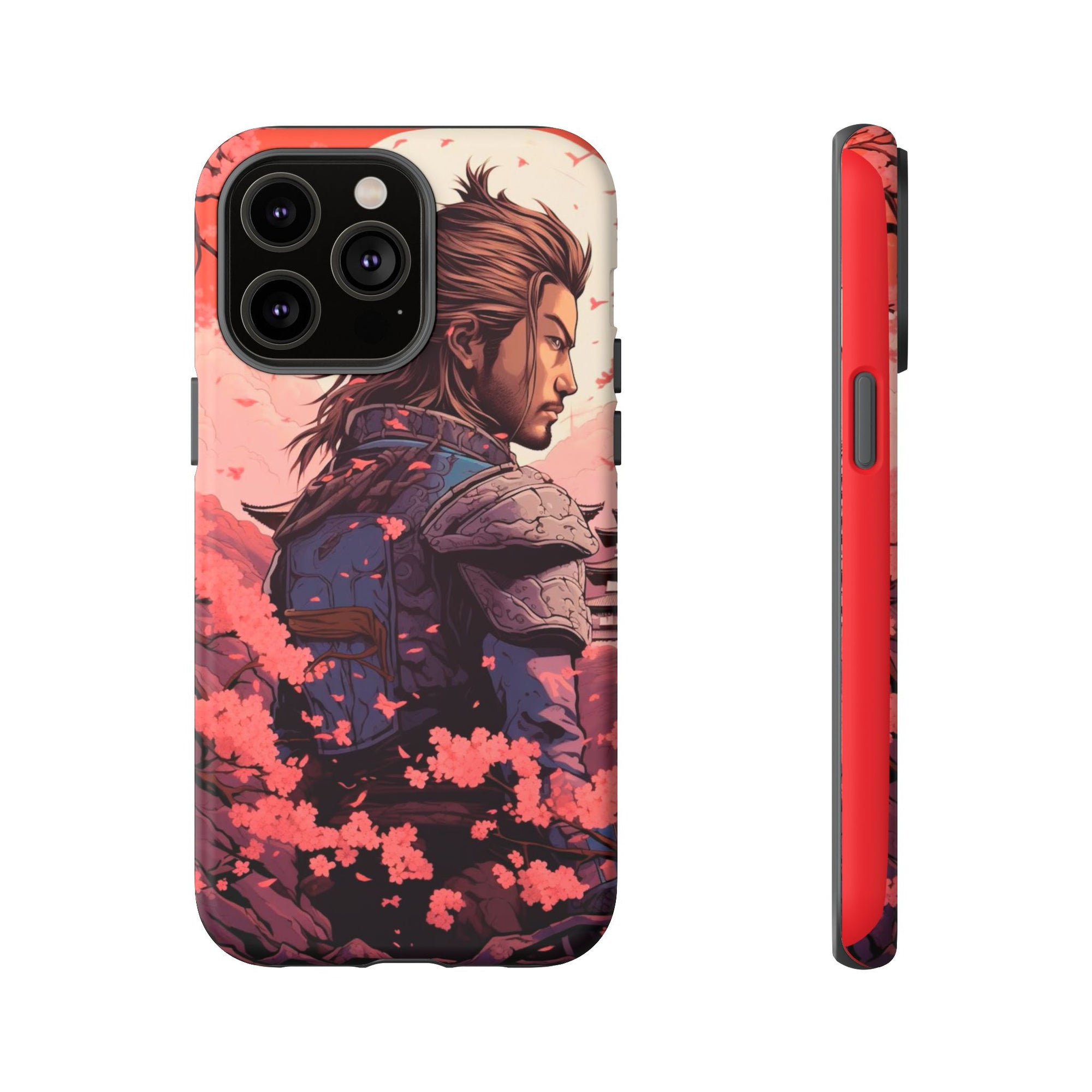 Samurai Phone Case, Tough Cases for Men, Cherry Blossom Art, Gift for Anime Fans, Unique Phone Accessory, Stylish Protection