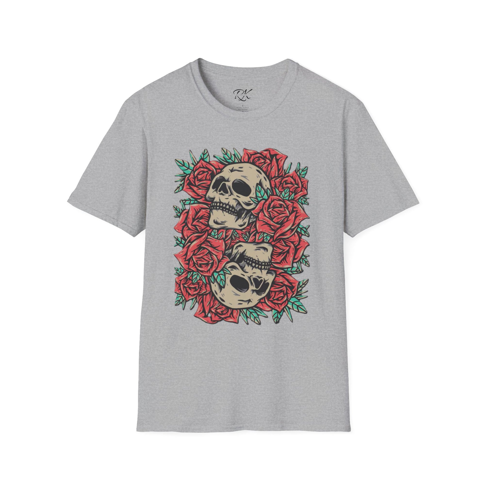 Skull & Roses Graphic T-Shirt | Edgy Casual Wear, Halloween Outfit, Gift for Friends, Festival Style, Unisex Shirt