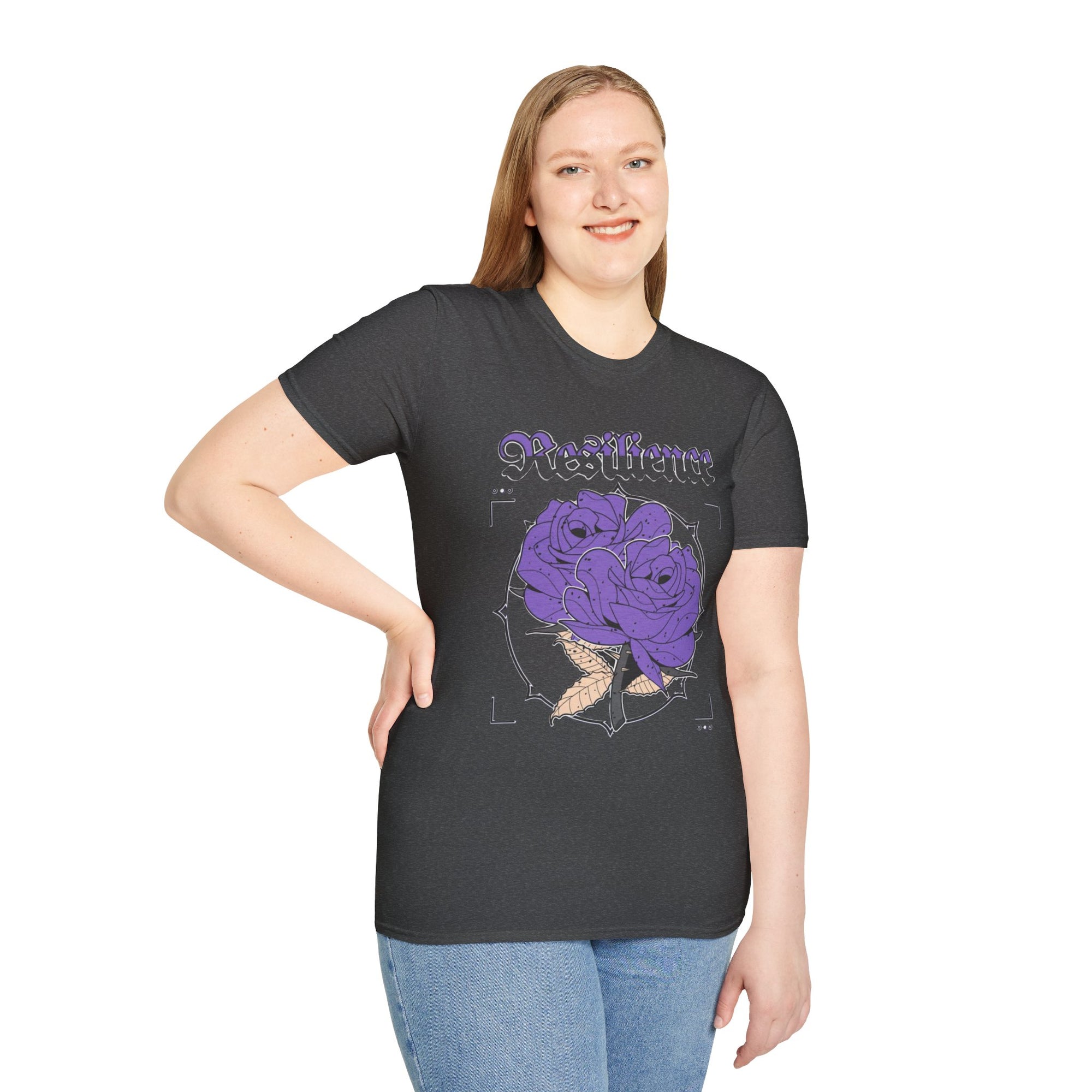 Purple Rose Graphic T-Shirt, Soft Stylish Tee, Unisex Floral Apparel, Gift for Her, Spring Outfit Idea, Vintage Aesthetic Top