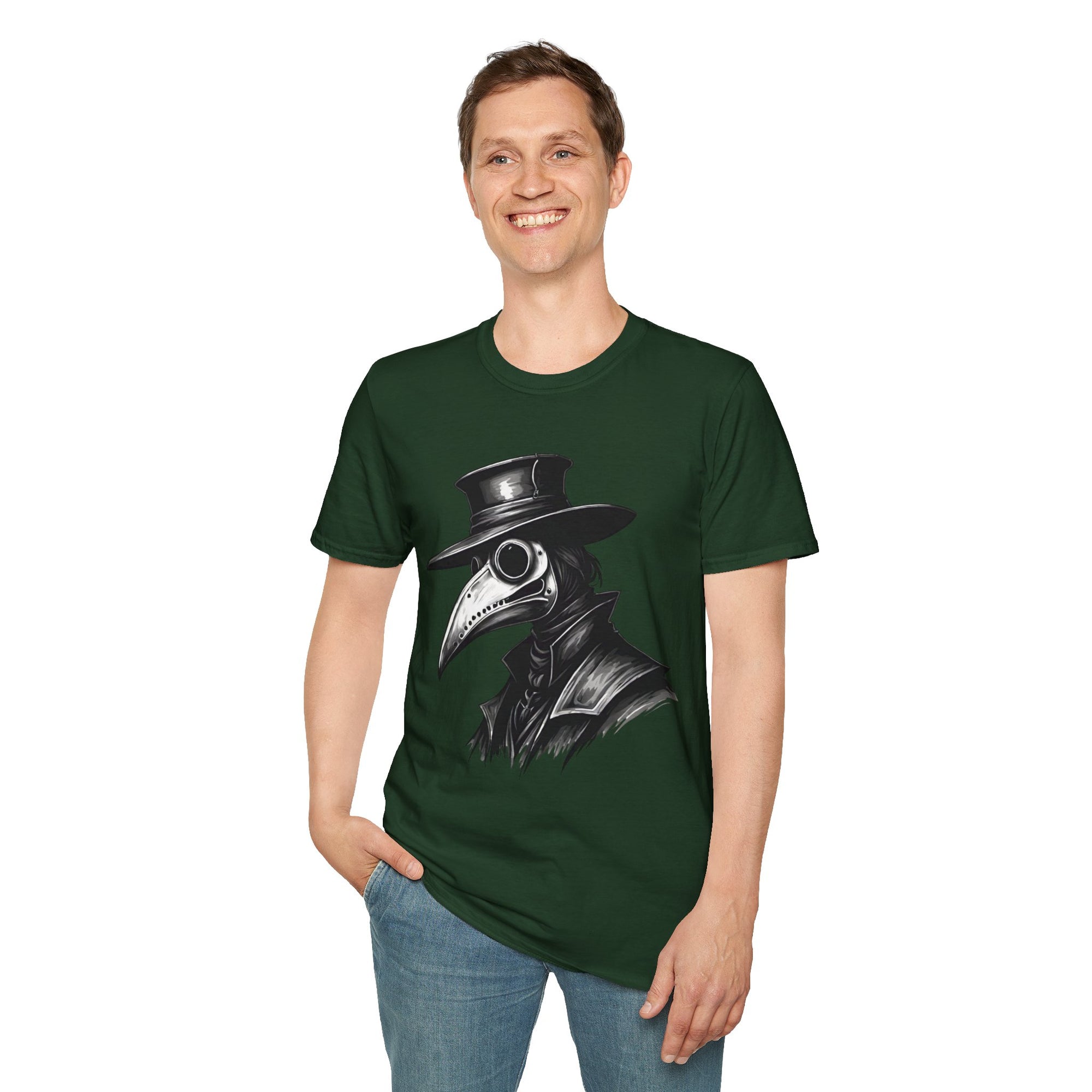 Vintage Plague Doctor Unisex T-Shirt, Unique Graphic Tee, Halloween Costume, Gift for Horror Lovers, Casual Wear, Statement Shirt