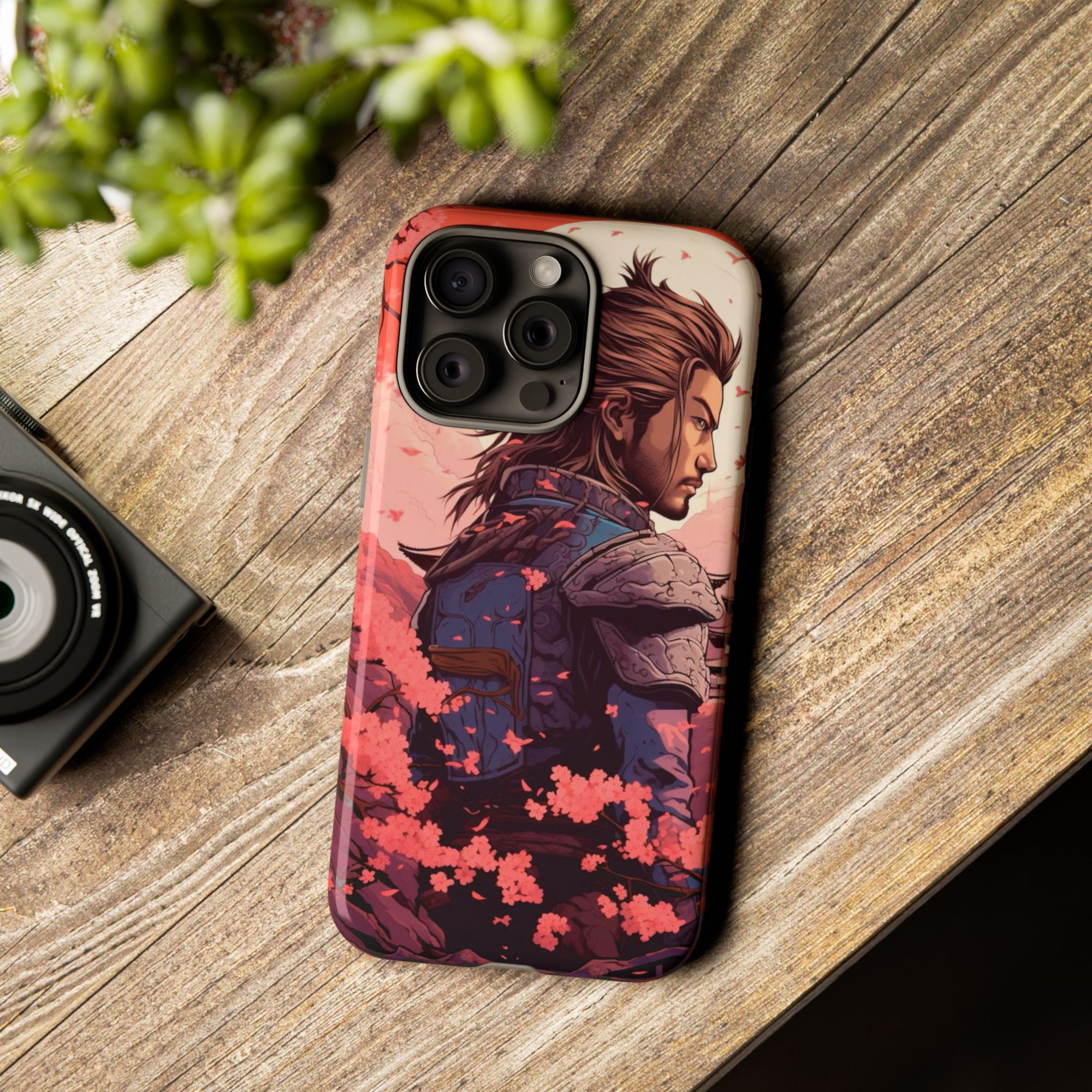Samurai Phone Case, Tough Cases for Men, Cherry Blossom Art, Gift for Anime Fans, Unique Phone Accessory, Stylish Protection
