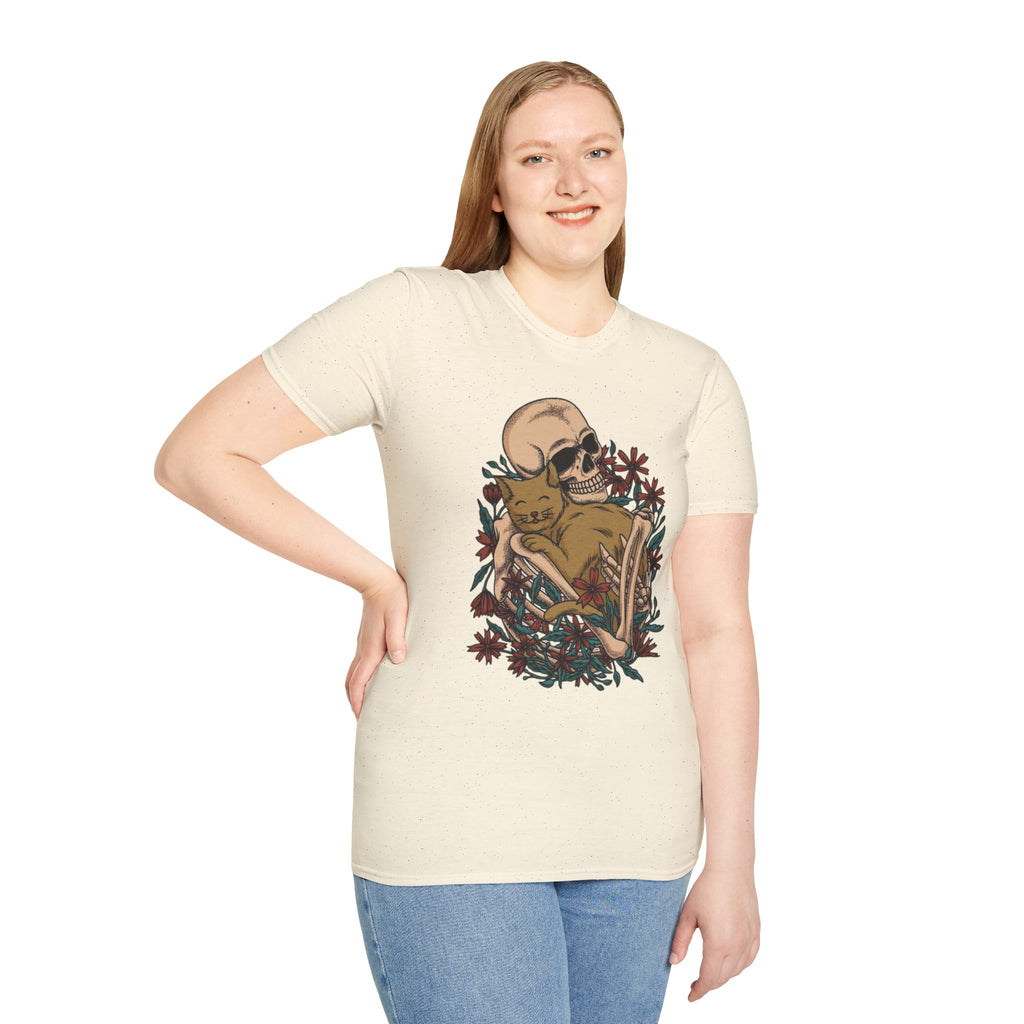 Skeleton Floral Unisex T-Shirt, Cute Grunge Tee, Quirky Halloween Shirt, Casual Everyday Wear, Unique Graphic Top