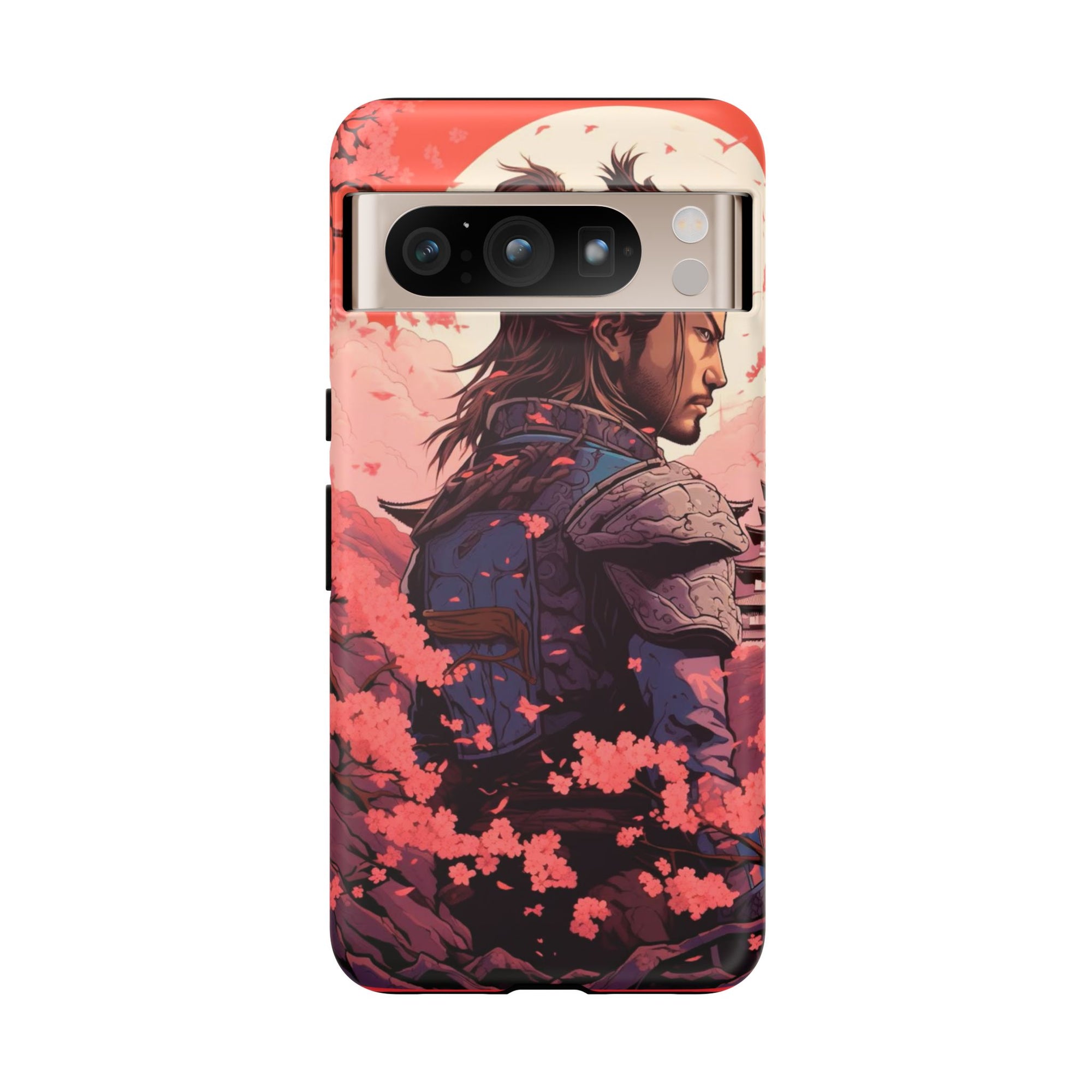 Samurai Phone Case, Tough Cases for Men, Cherry Blossom Art, Gift for Anime Fans, Unique Phone Accessory, Stylish Protection