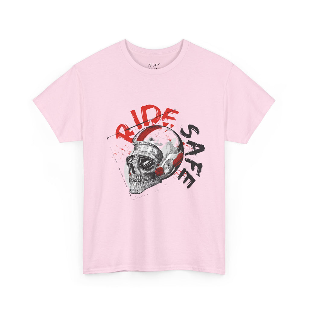 Skull Themed Ride Safe Tee, Unisex Heavy Cotton T-Shirt, Motorcycle Tee, Biker Apparel, Gift for Riders, Casual Wear