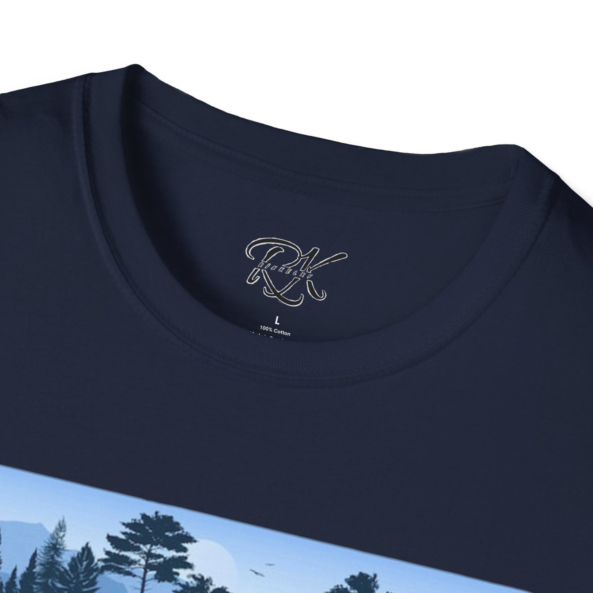 Mountain Landscape Unisex Softstyle T-Shirt | Nature Lover Gift, Outdoor Adventure Tee, Relaxed Fit, Casual Wear, Camping Shirt