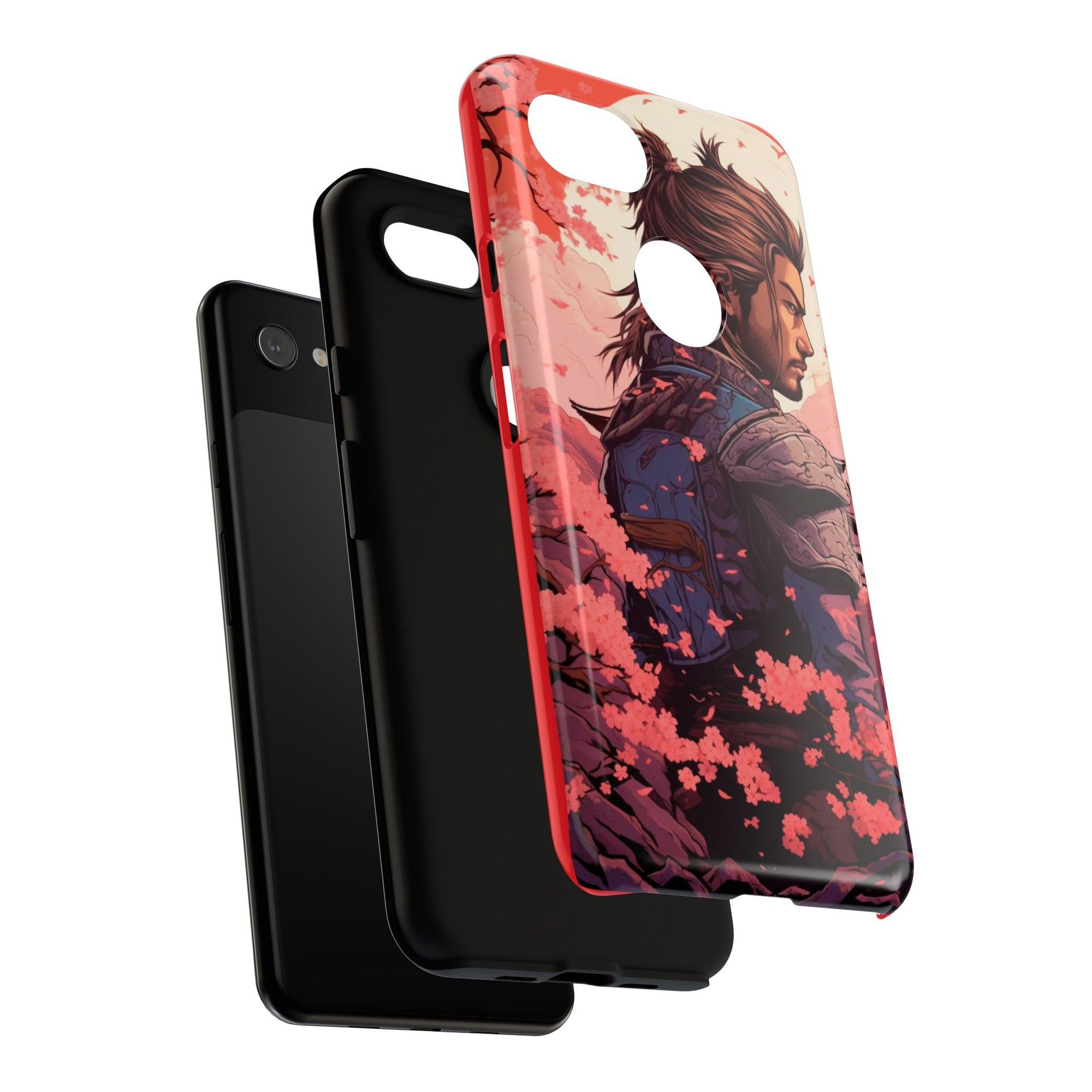 Samurai Phone Case, Tough Cases for Men, Cherry Blossom Art, Gift for Anime Fans, Unique Phone Accessory, Stylish Protection