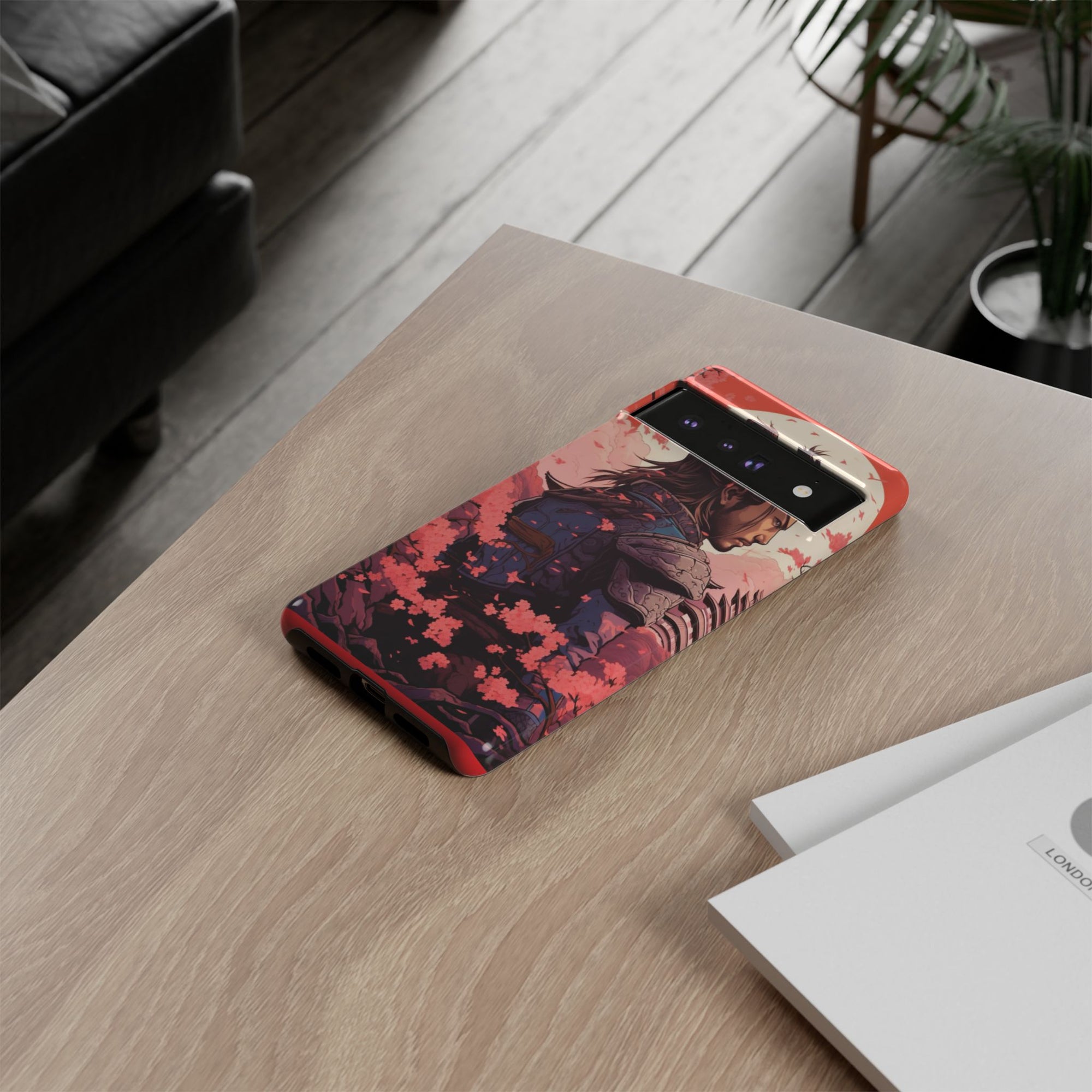 Samurai Phone Case, Tough Cases for Men, Cherry Blossom Art, Gift for Anime Fans, Unique Phone Accessory, Stylish Protection