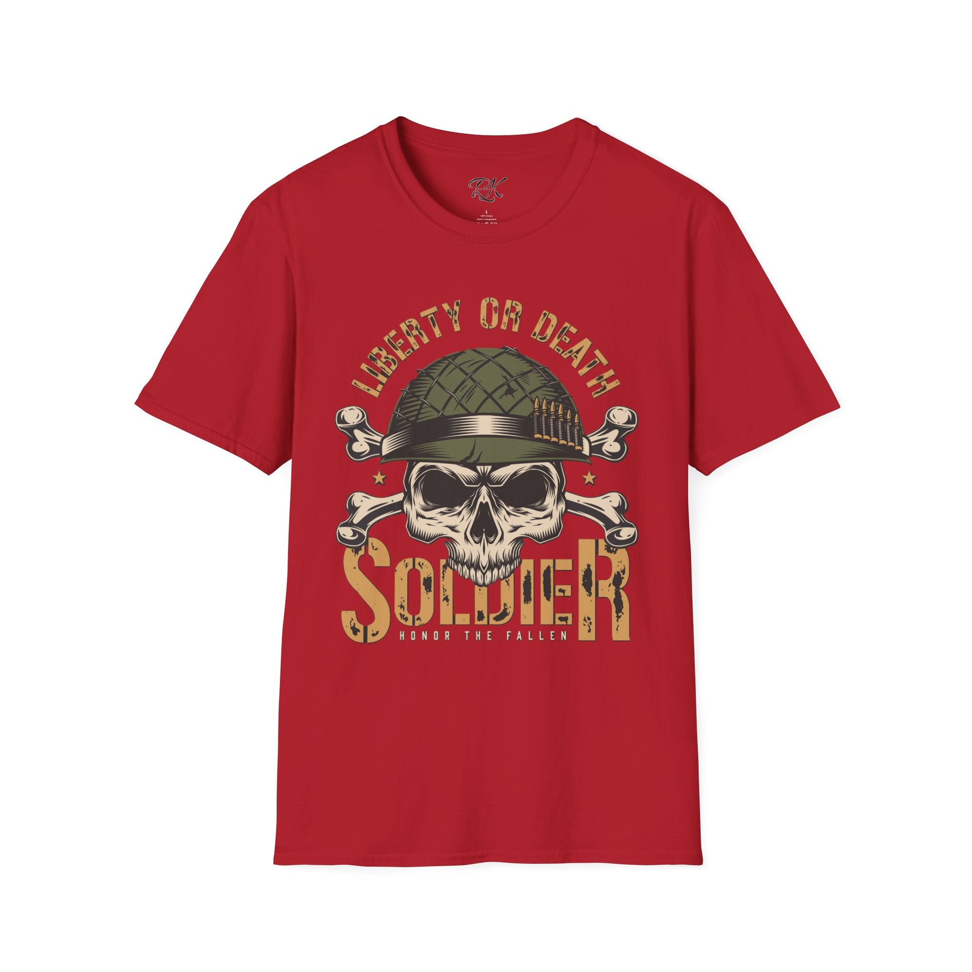 Liberty or Death Skull Soldier T-Shirt, Military Apparel, Unisex Graphic Tee, Veteran Gift, Casual Wear, Outdoor Adventure