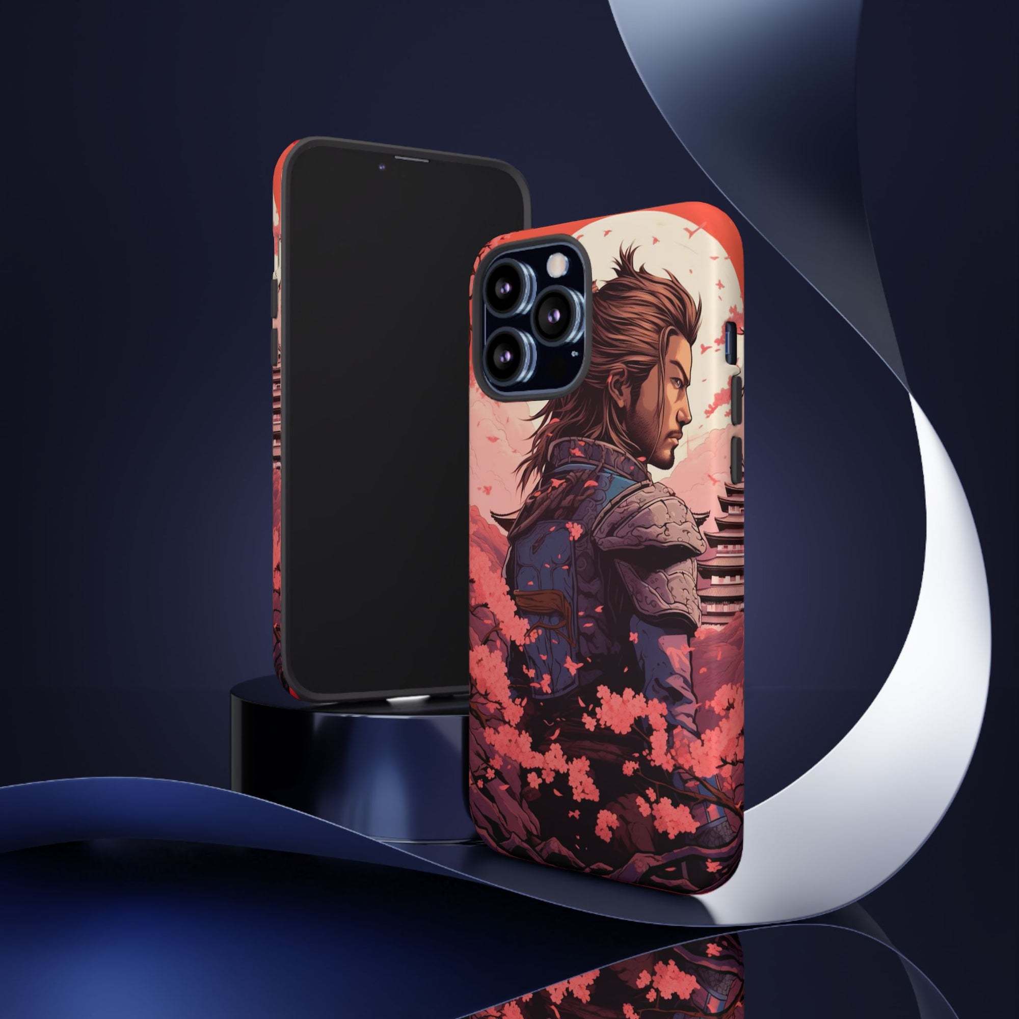 Samurai Phone Case, Tough Cases for Men, Cherry Blossom Art, Gift for Anime Fans, Unique Phone Accessory, Stylish Protection